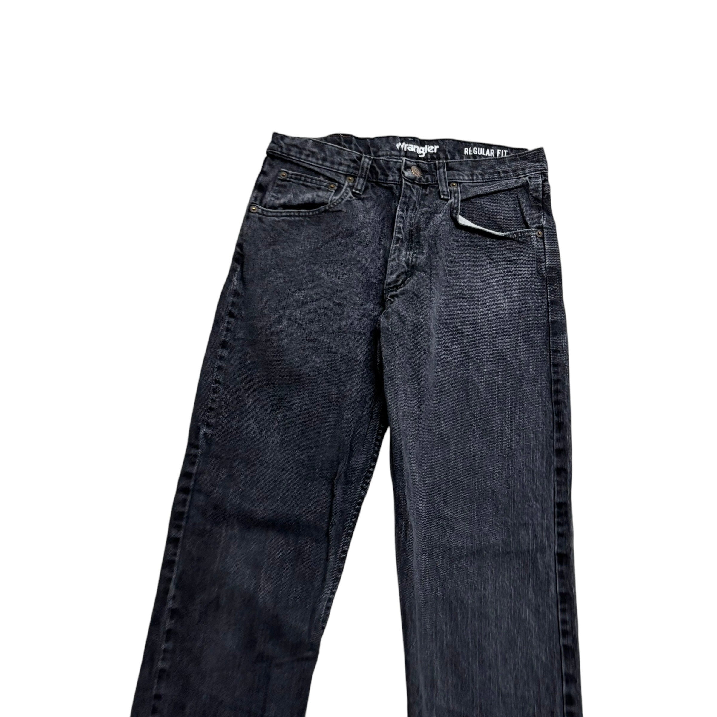 Wrangler Jeans W30 L32 Mens Black Regular Straight Fit Stretch Denim (E)