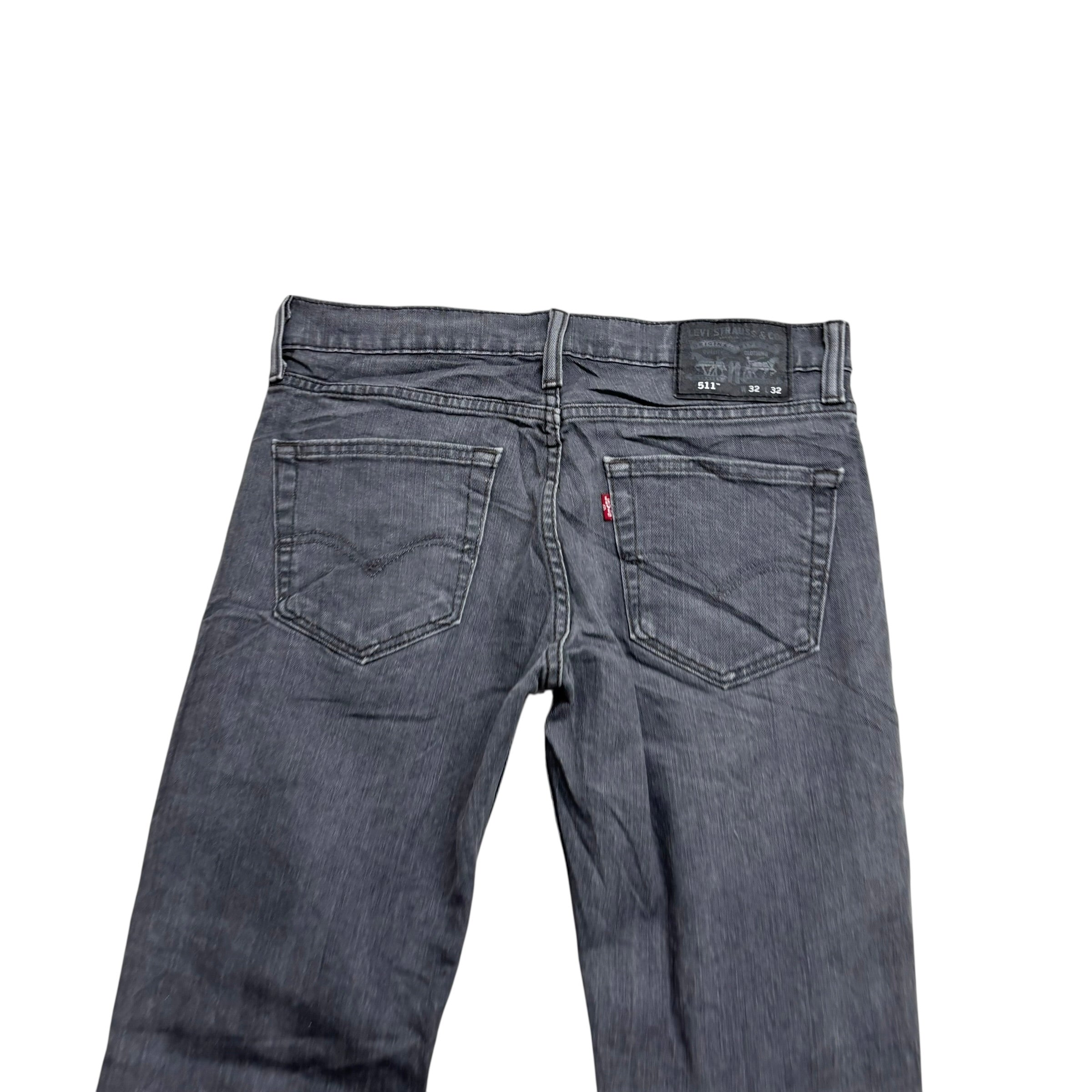 Levis 511 Jeans W32 L31 Mens Grey Slim Fit Stretch Denim (E)