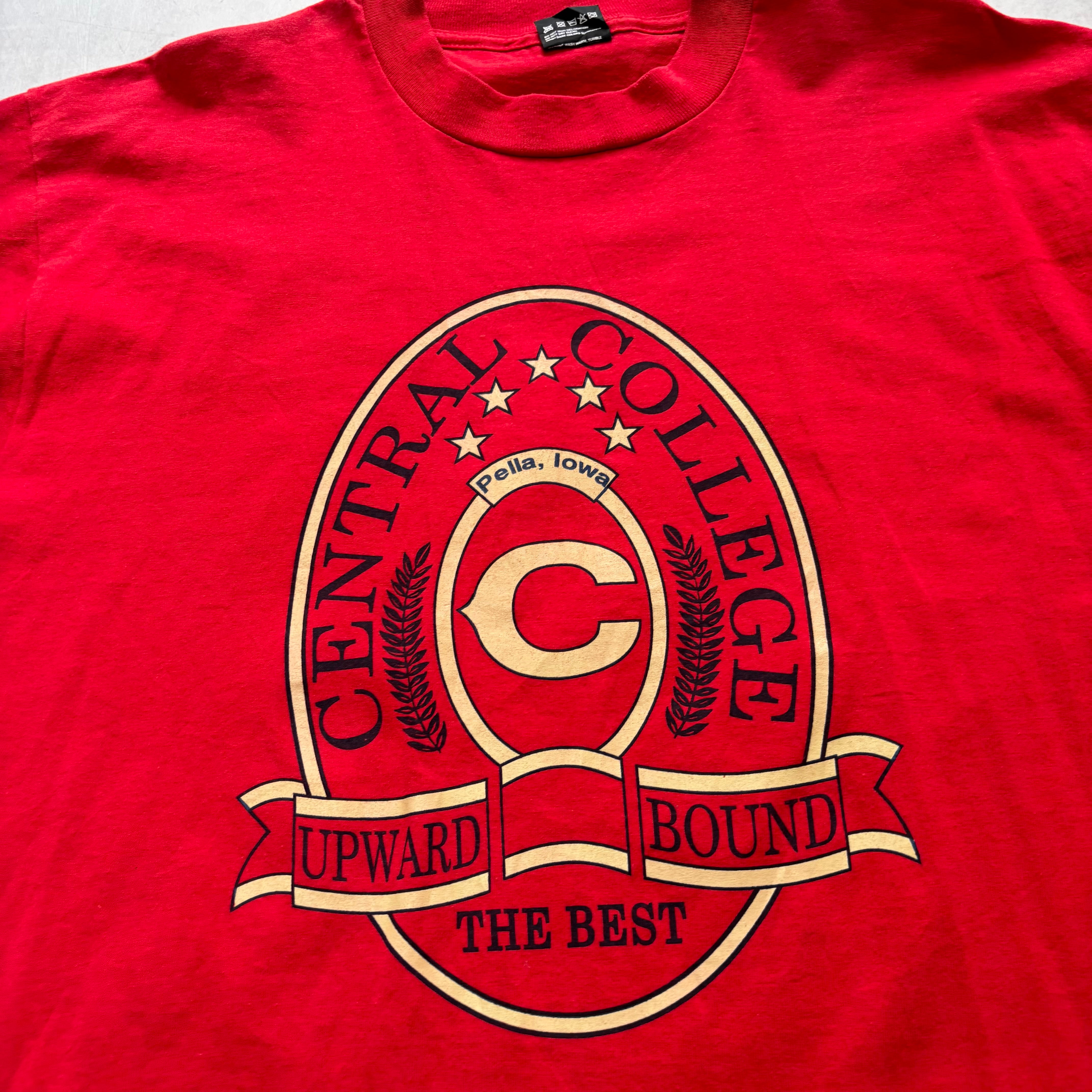 Vintage T Shirt Mens Large Red Single Stitch Graphic Print 90s College (E)