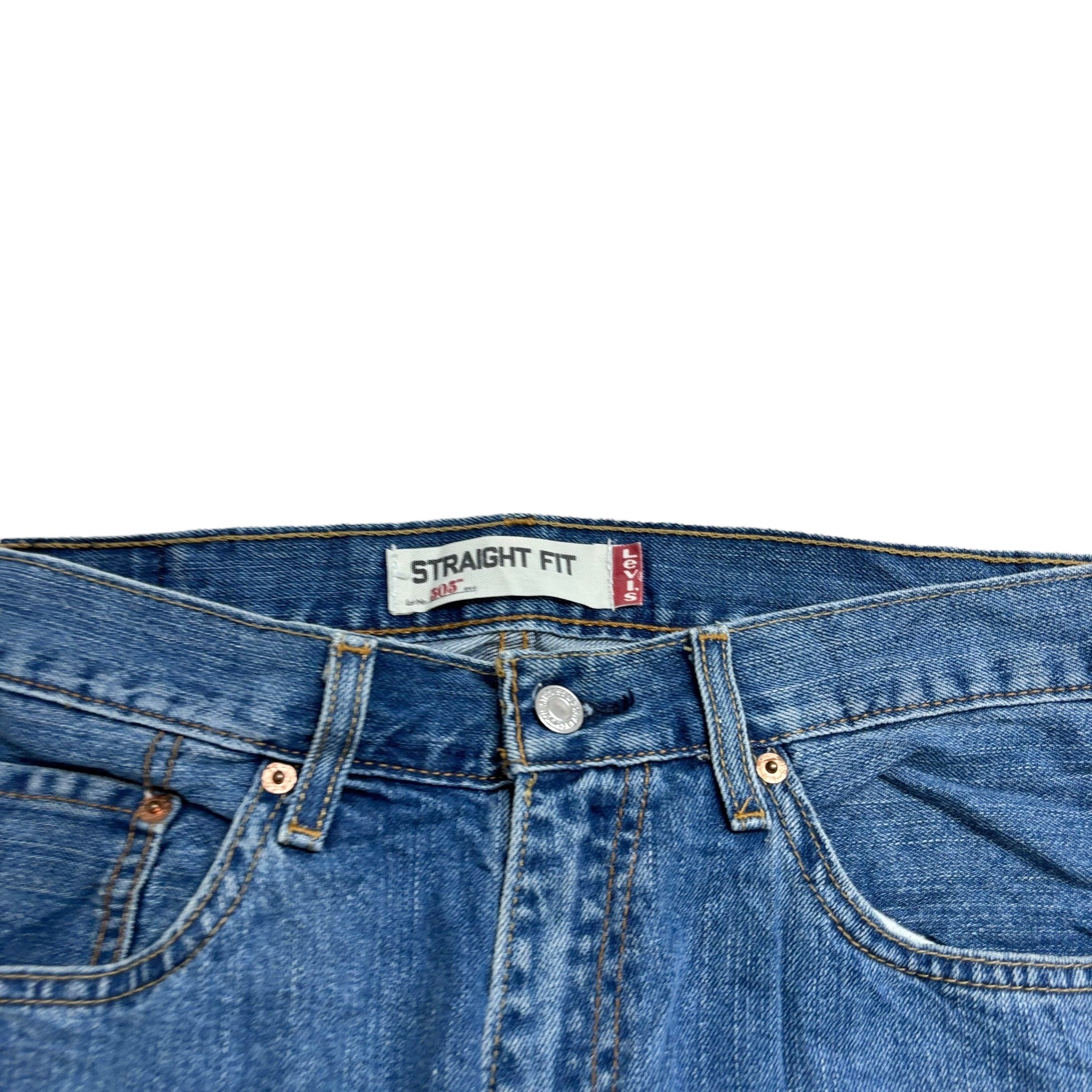 Levis 505 Jeans W33 L32 Mens Mid Blue Regular Straight Fit Vintage Denim (E)