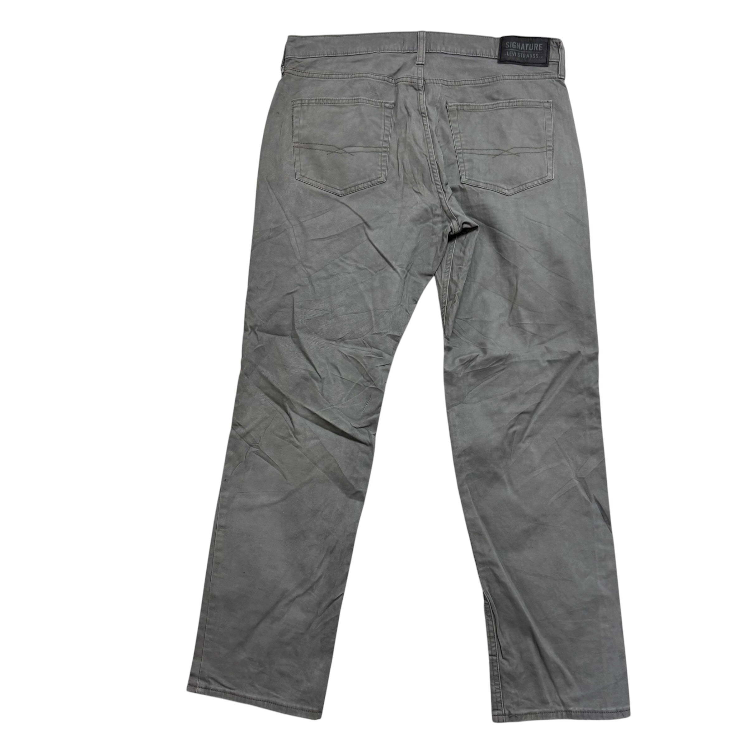 Levis Signature Trousers W35 L31 Mens Grey Athletic Fit Stretch Pants (E)