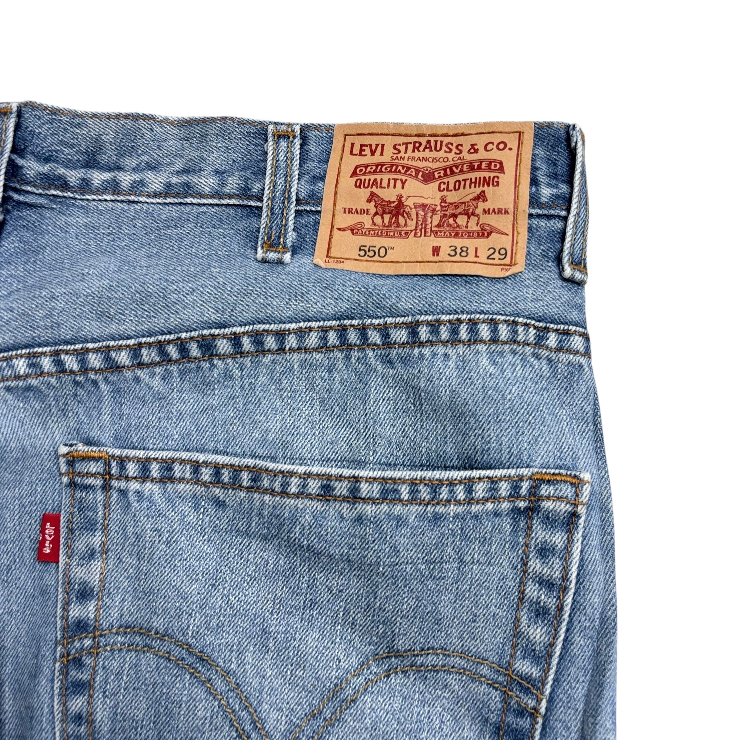Levis 550 Jeans W38 L29 Mens Light Blue Baggy Relaxed Straight Vintage Denim (E)