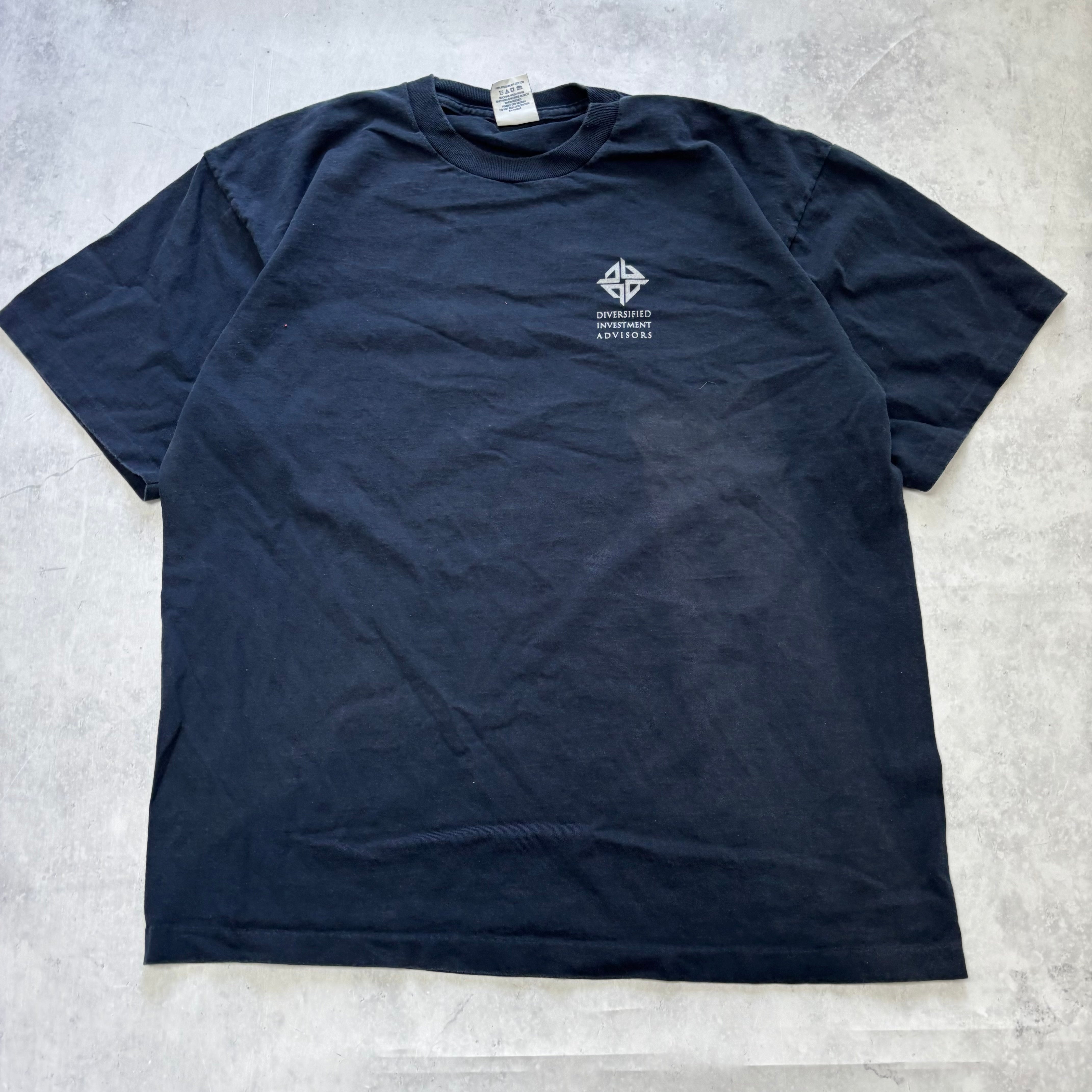 Vintage T Shirt Mens XL Navy Blue Single Stitch Graphic Print 90s USA (F)