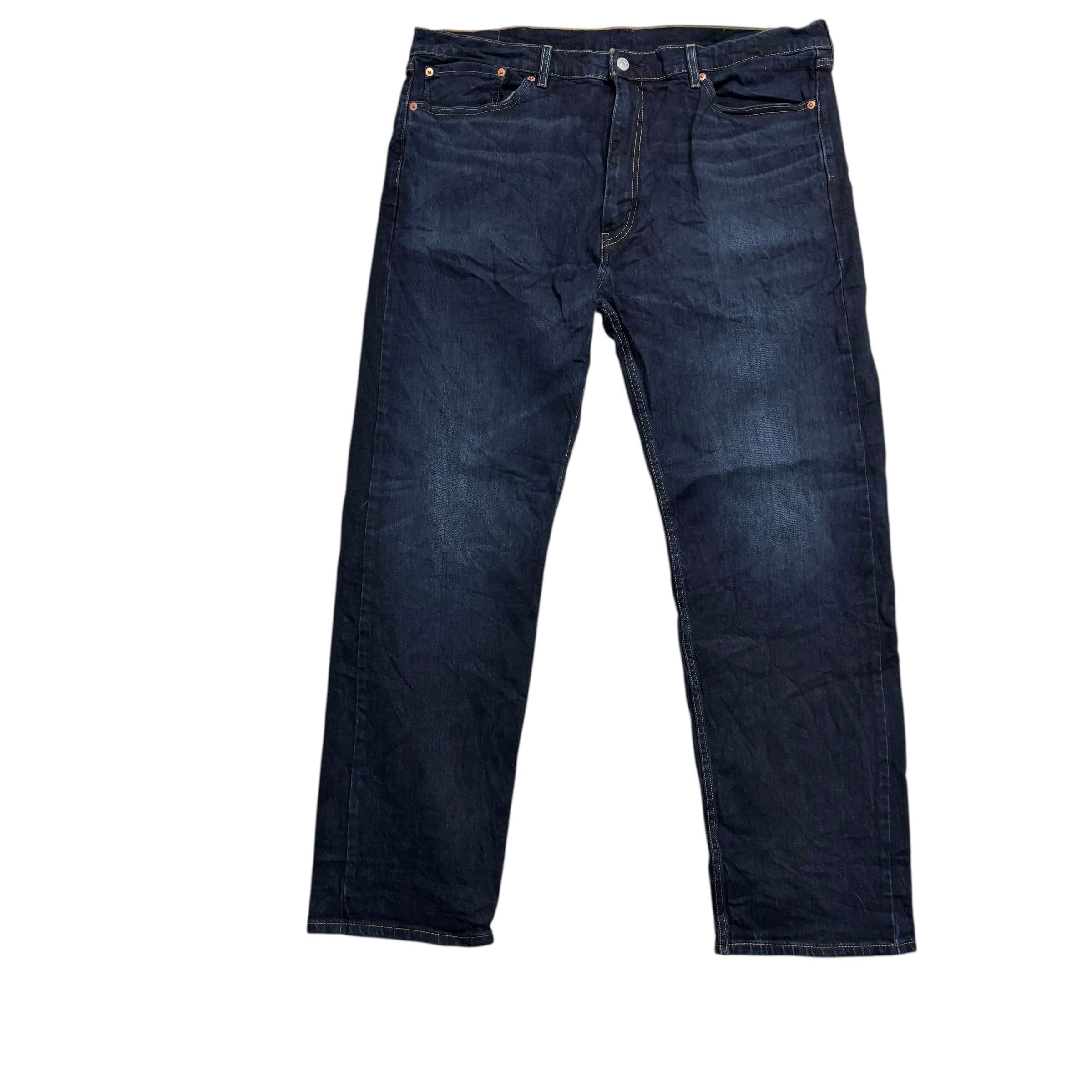 Levis 505 Jeans W40 L32 Mens Dark Blue Regular Straight Fit Stretch Denim (E)