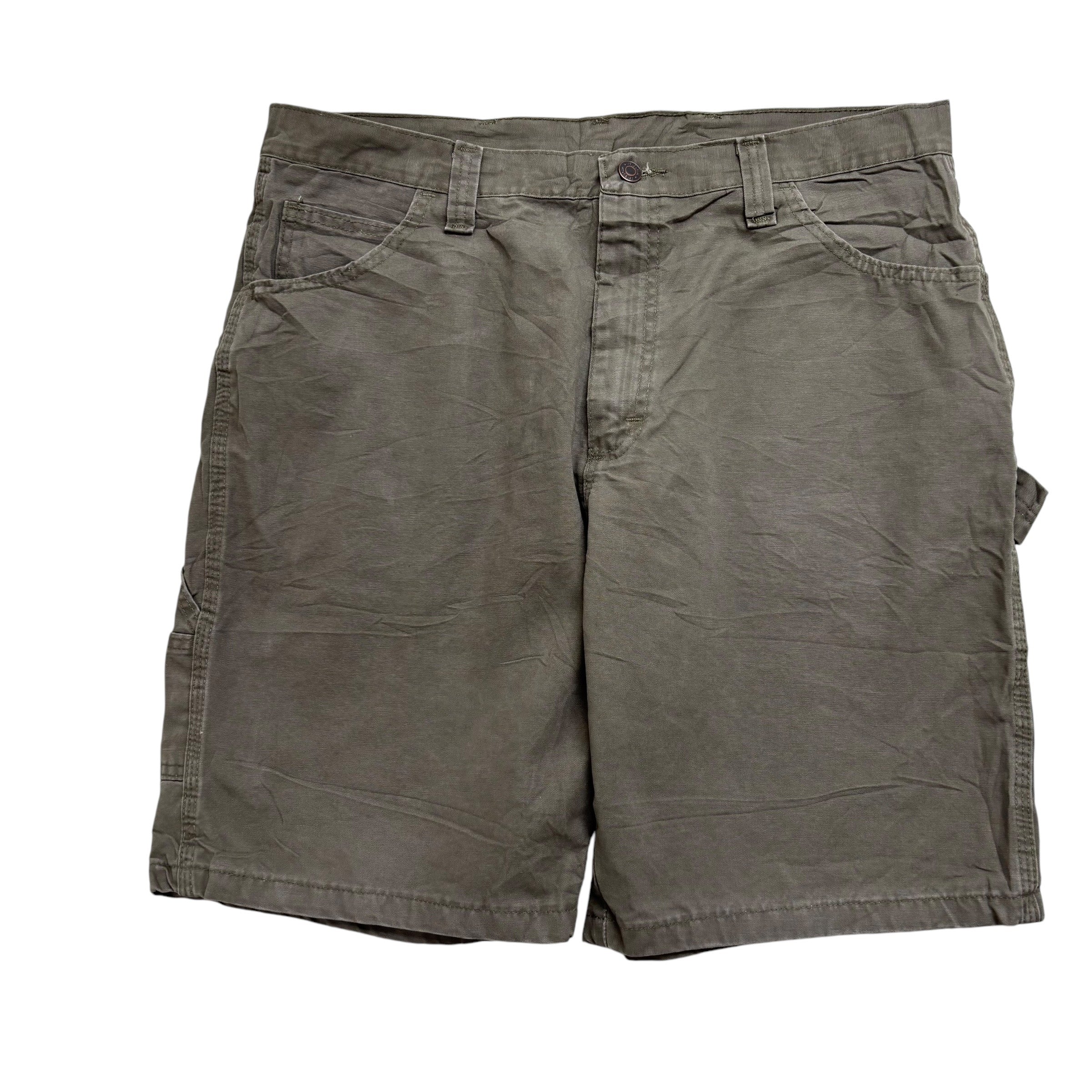 Wrangler Baggy Jorts W36 Mens Olive Green Denim Shorts Relaxed Carpenter (E)