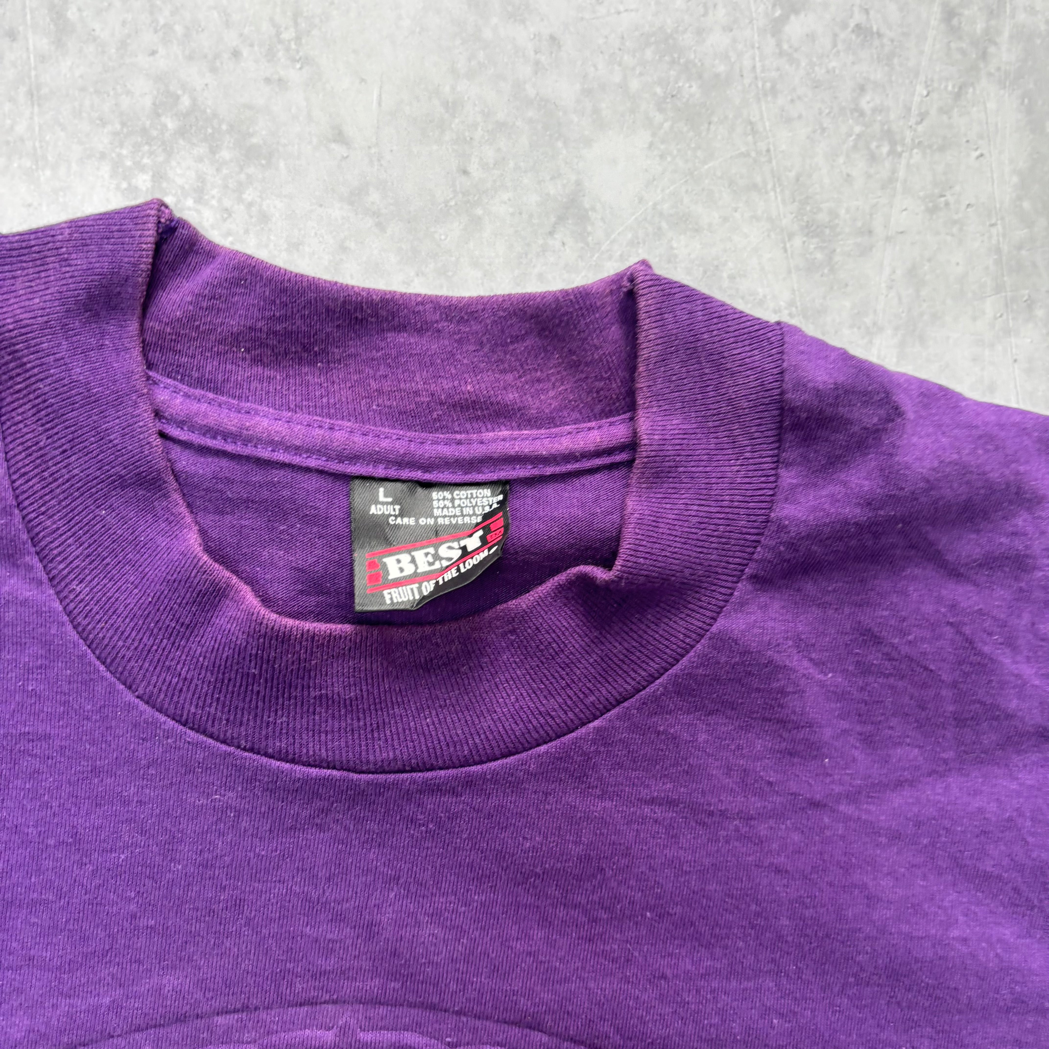 Vintage T Shirt Mens Large Purple Single Stitch Graphic Print 90s Birds (E)