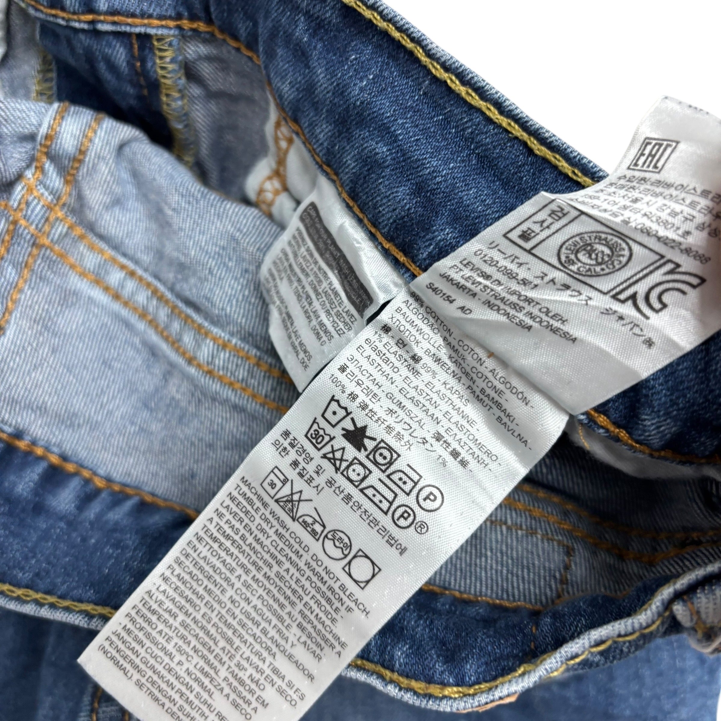 Levis 511 Jeans W32 L32 Mens Mid Blue Slim Fit Stretch Denim (E)