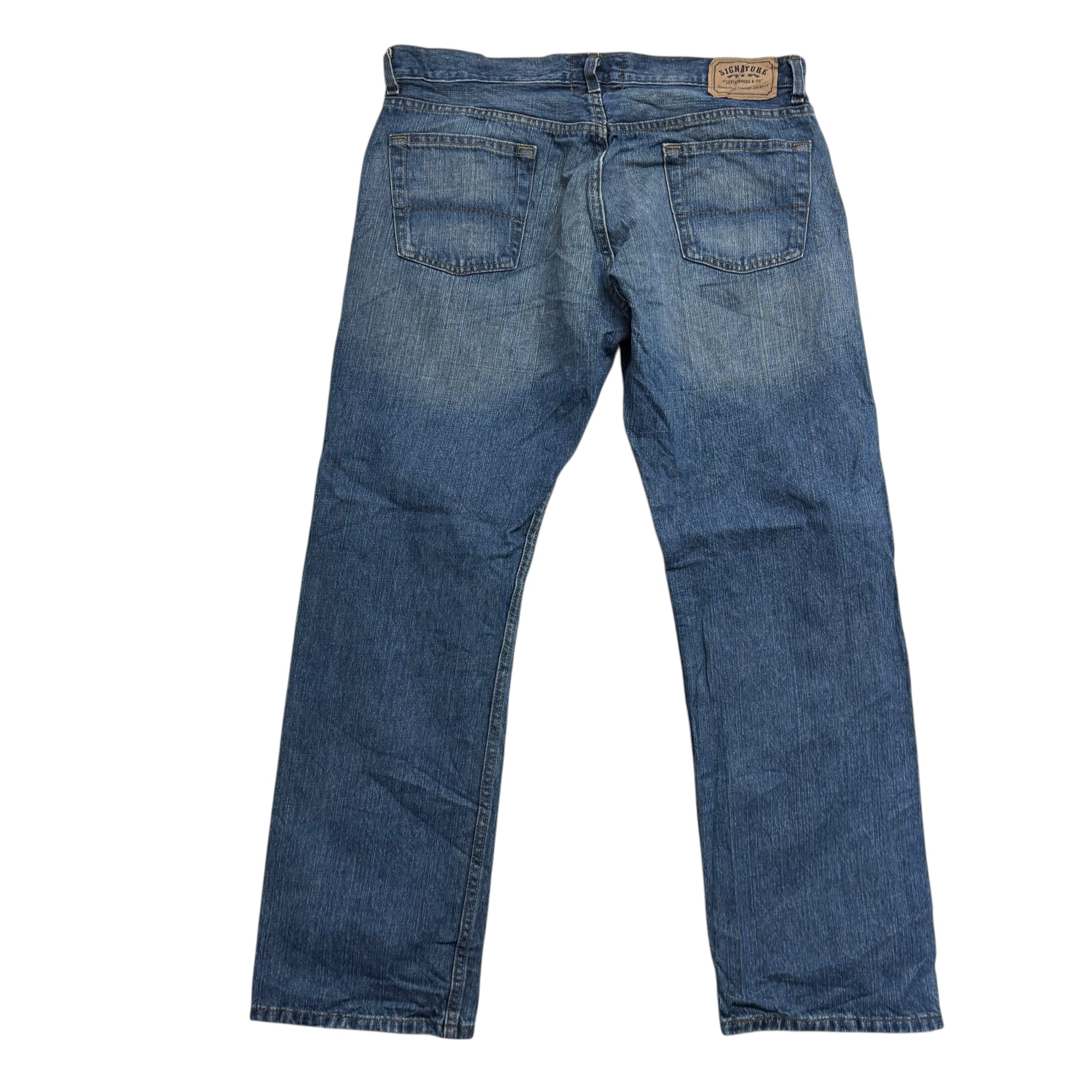 Levis Signature Jeans W36 L30 Mens Mid Blue Regular Straight Vintage Denim (E)