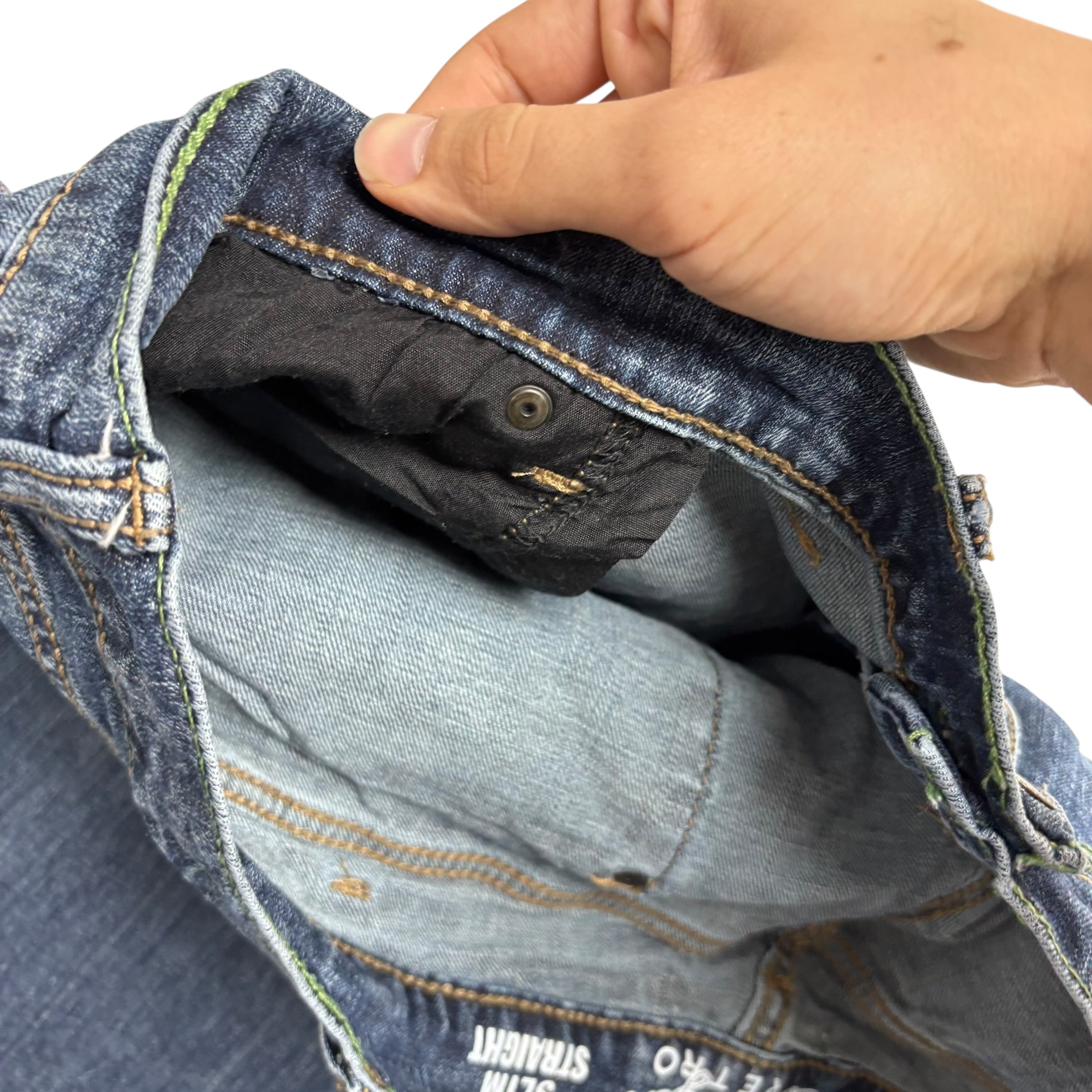 Wrangler Jeans W46 L36 Mens Dark Blue Relaxed Straight Fit Denim (E)