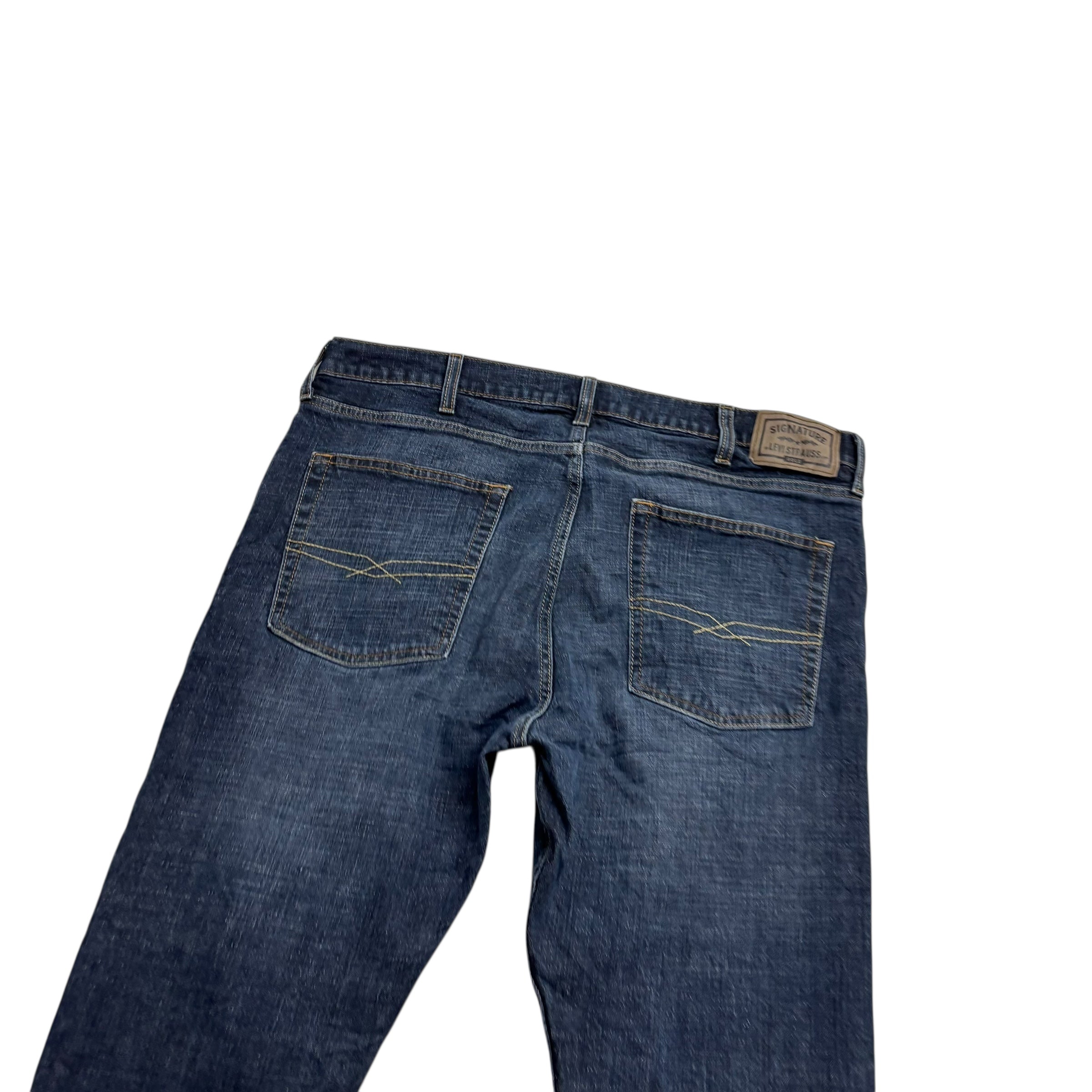 Levis Signature Jeans W38 L34 Mens Dark Blue Slim Straight Fit Stretch Denim (E)