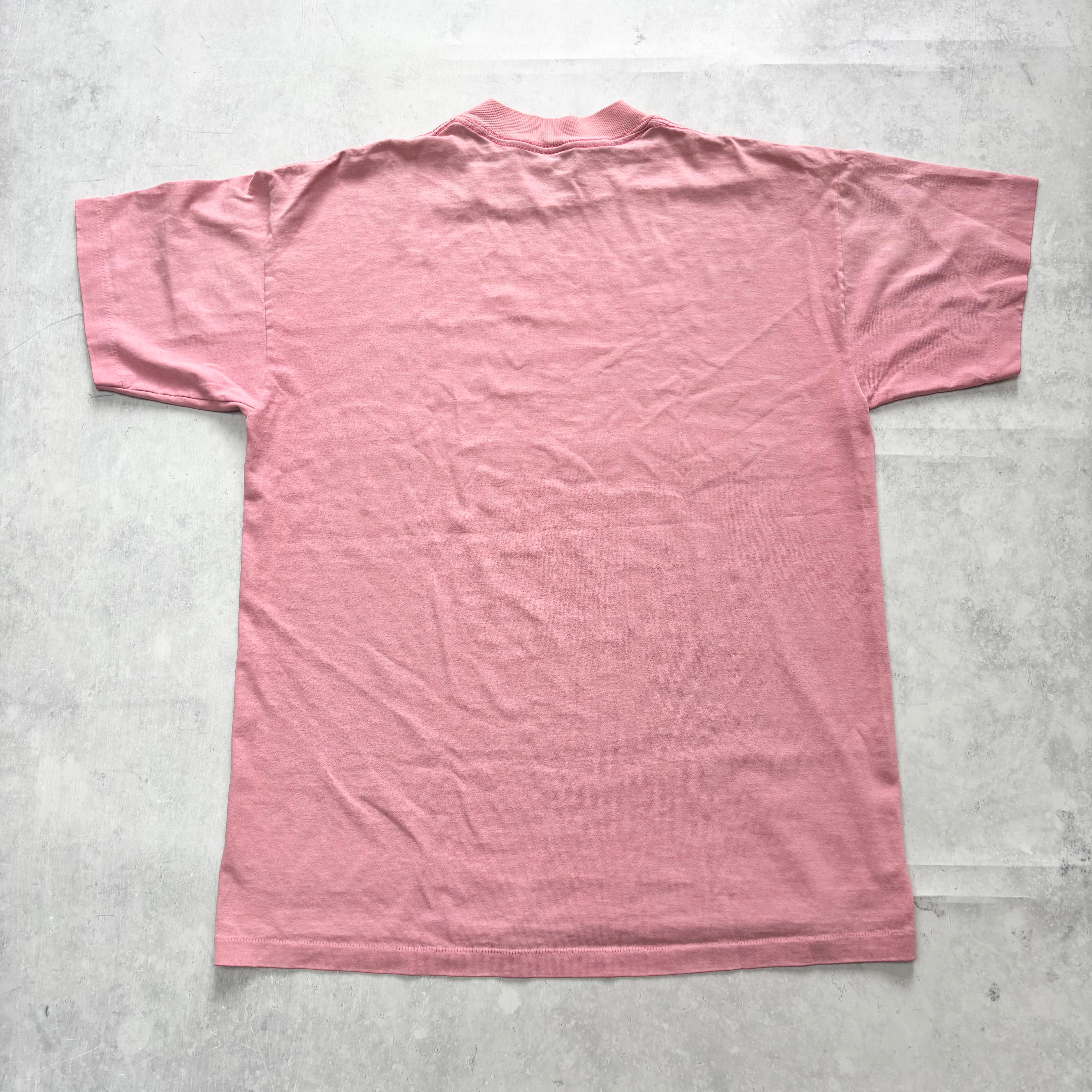 Vintage T Shirt Mens Medium Pink Single Stitch Graphic Print 90s Tourist (E)