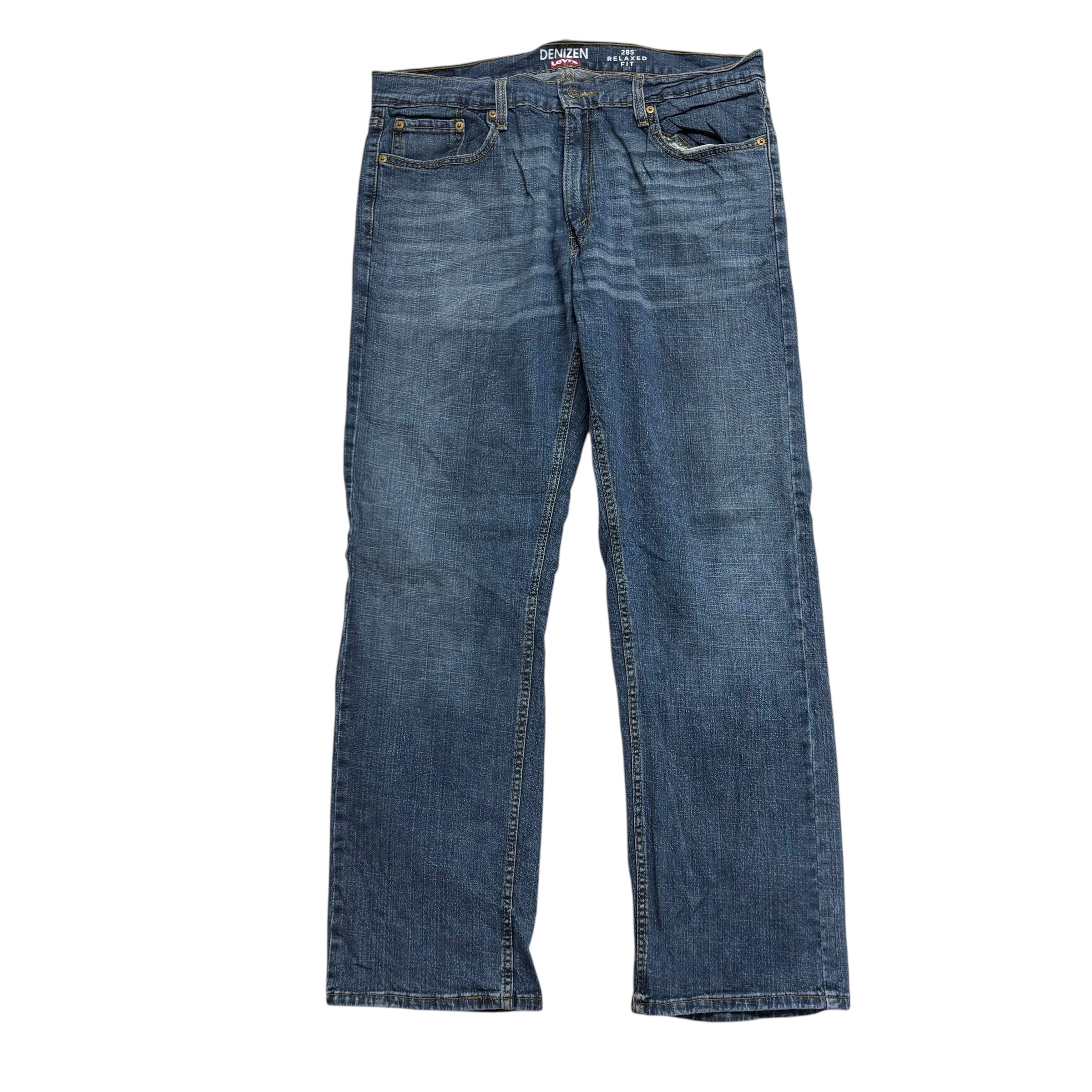 Levis Denizen Jeans W36 L32 Mens Mid Blue Relaxed Straight Fit Stretch (E)