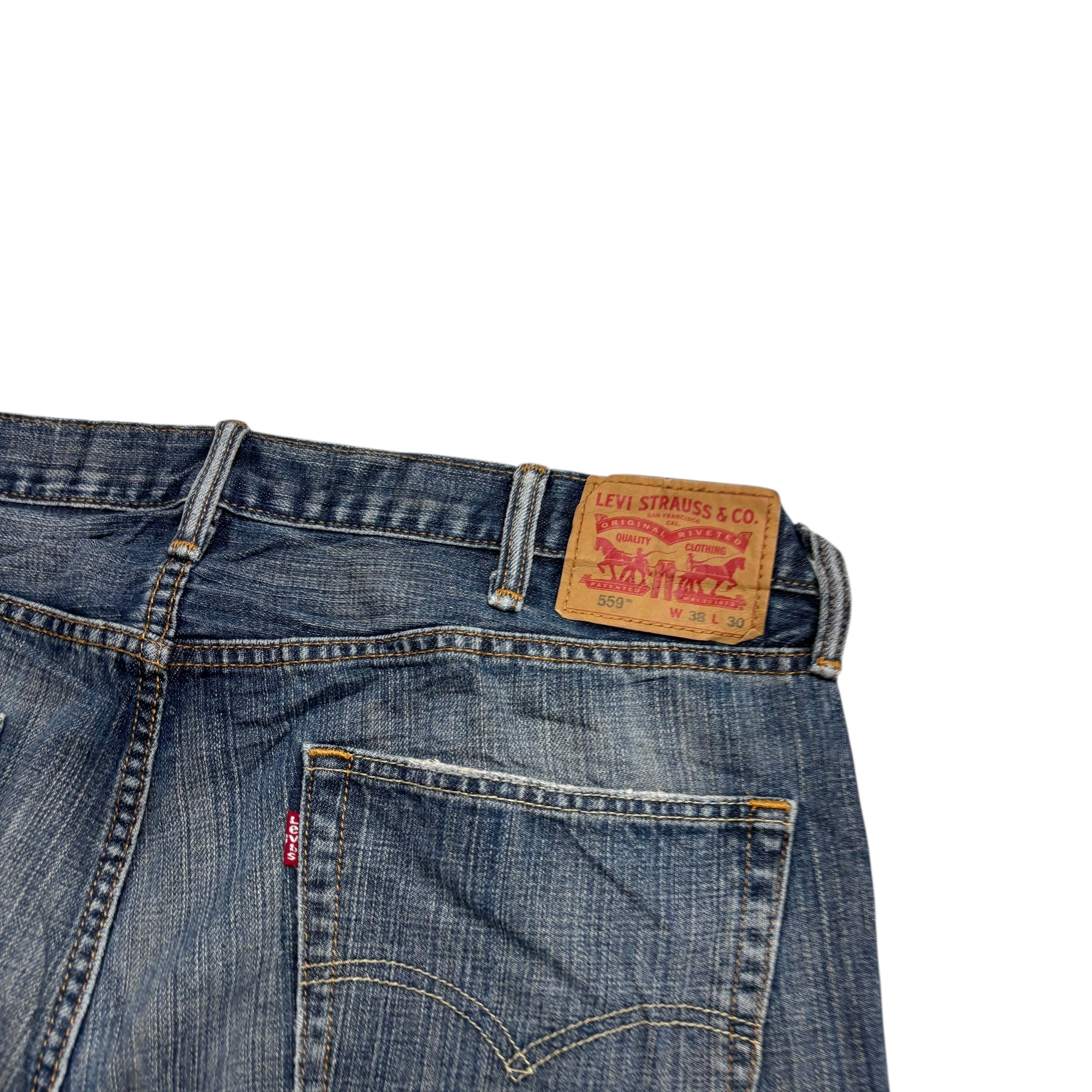 Levis 559 Jeans W38 L30 Mens Dark Blue Baggy Relaxed Straight Fit Denim (E)