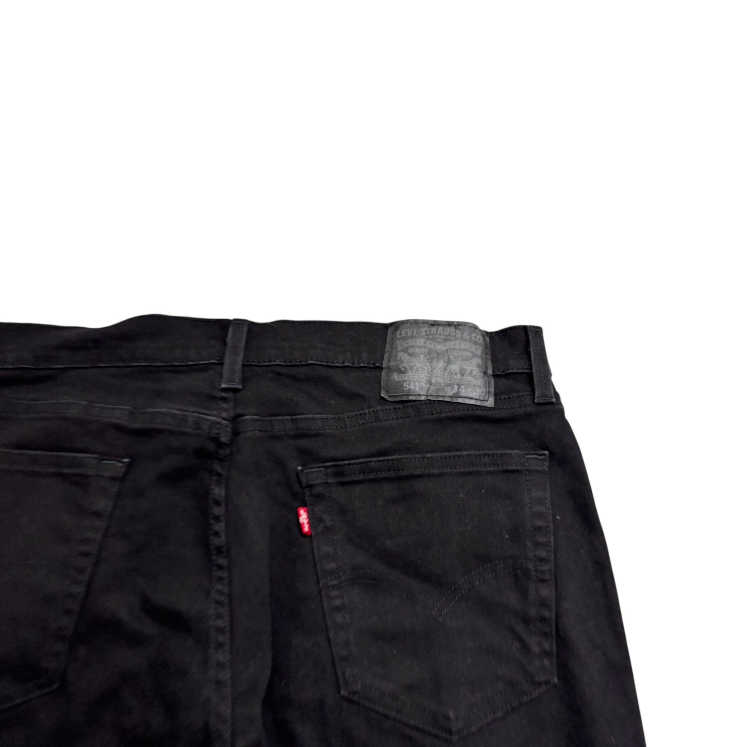 Levis 541 Jeans W34 L30 Mens Black Athletic Tapered Fit Stretch Denim (E)