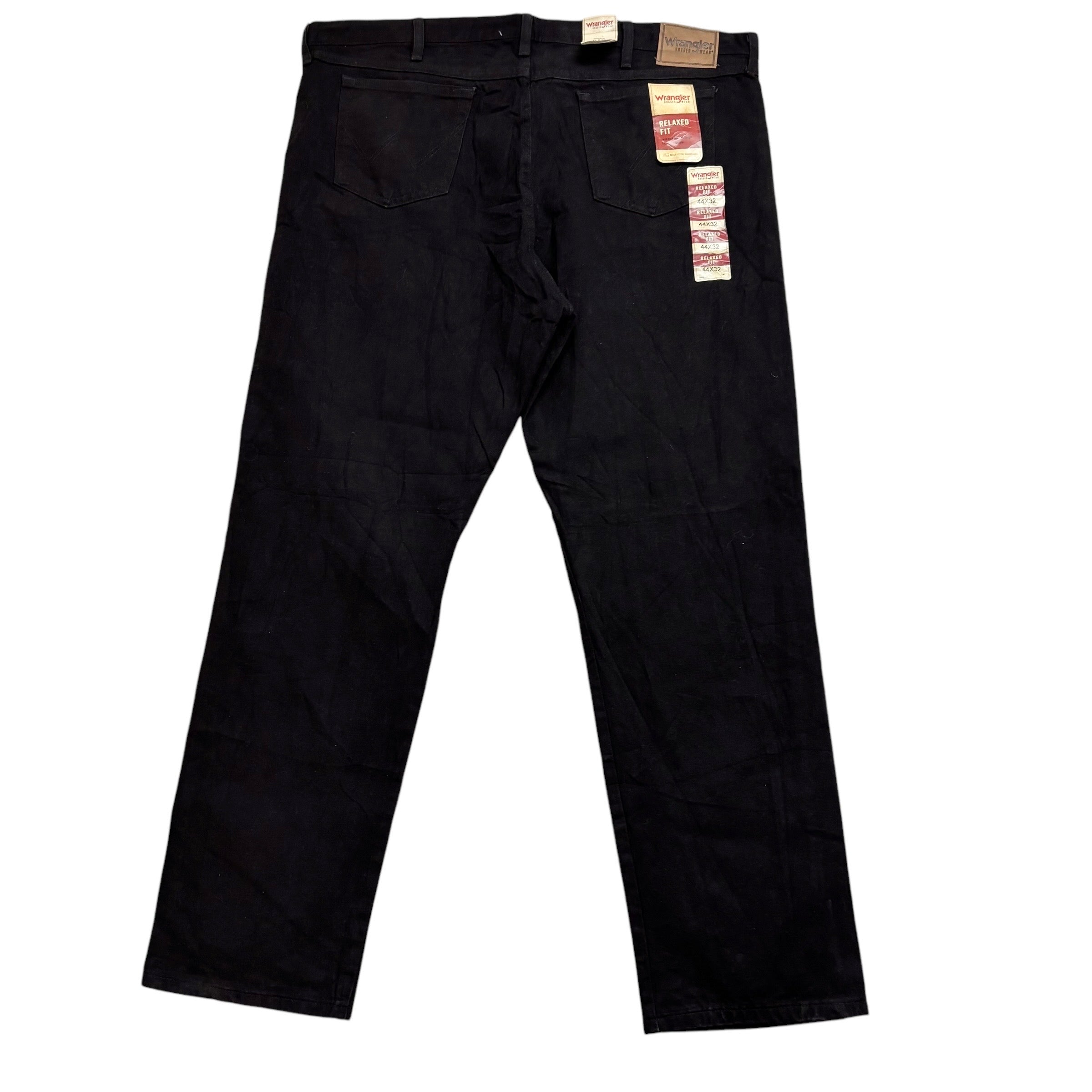 Wrangler Jeans W44 L34 Mens Black Relaxed Straight Fit Vintage Baggy Denim (E)