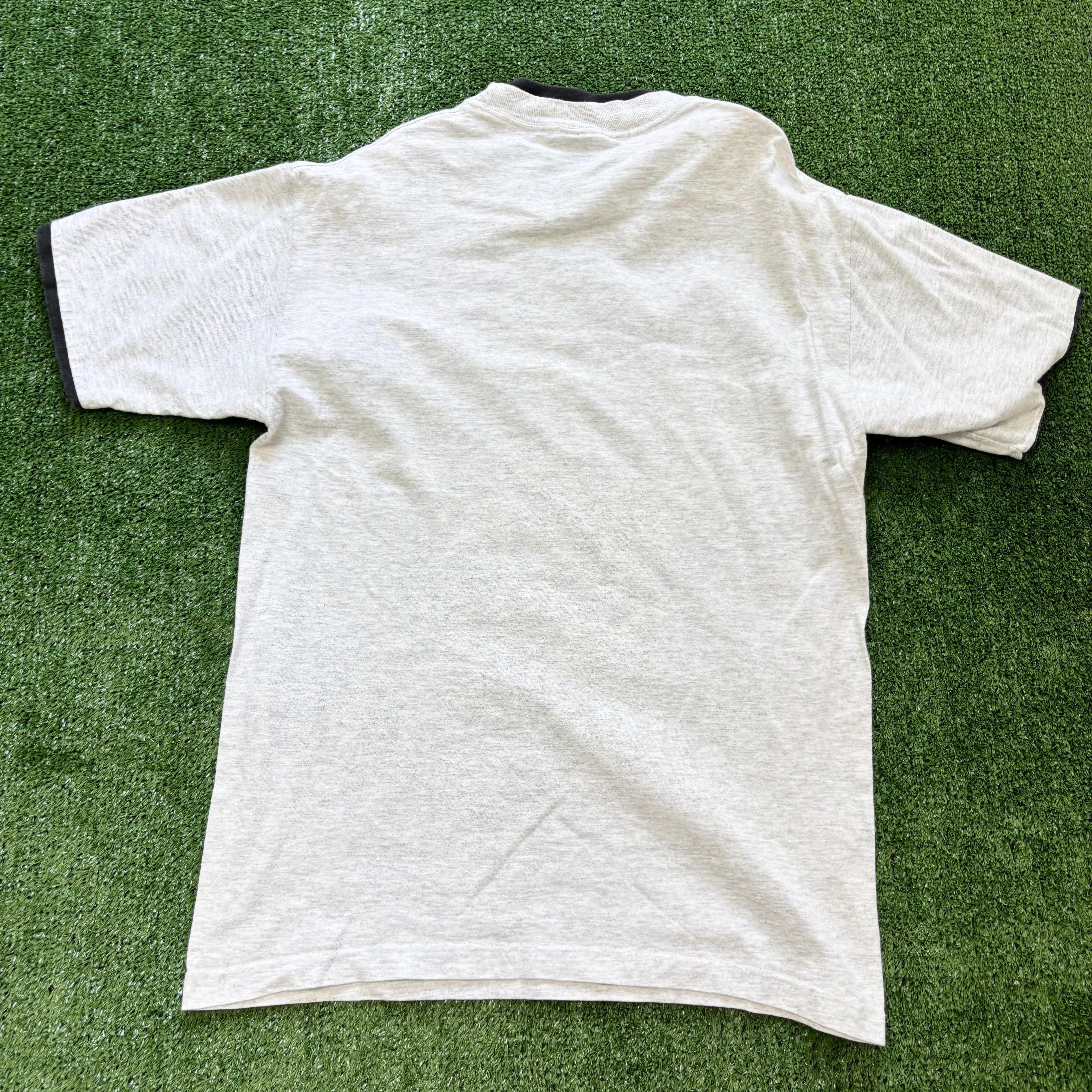 Vintage T Shirt Mens Small Grey Single Stitch Graphic Print 90s Baseball