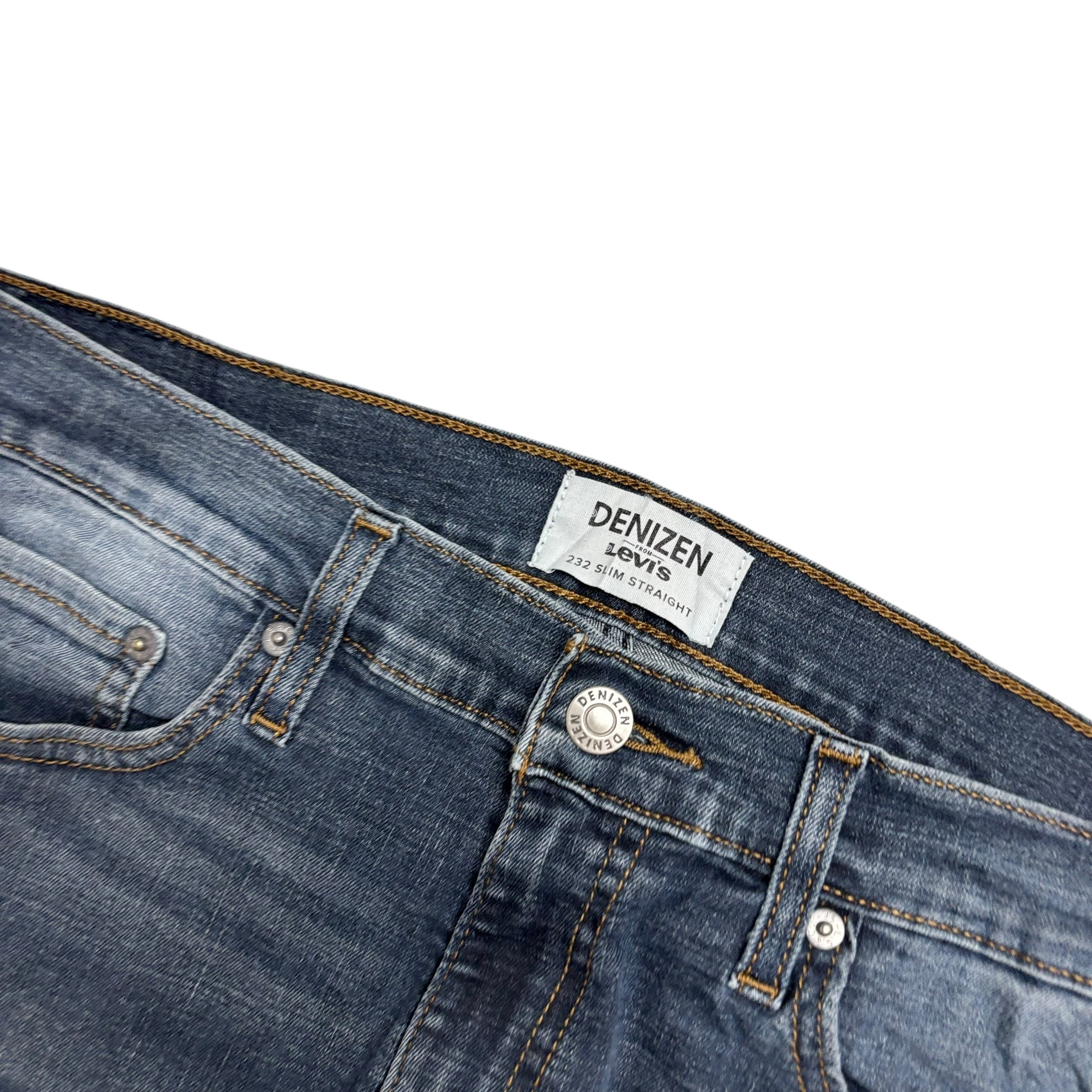 Levis Denizen Jeans W33 L32 Mens Dark Blue Slim Straight Stretch Denim (E)