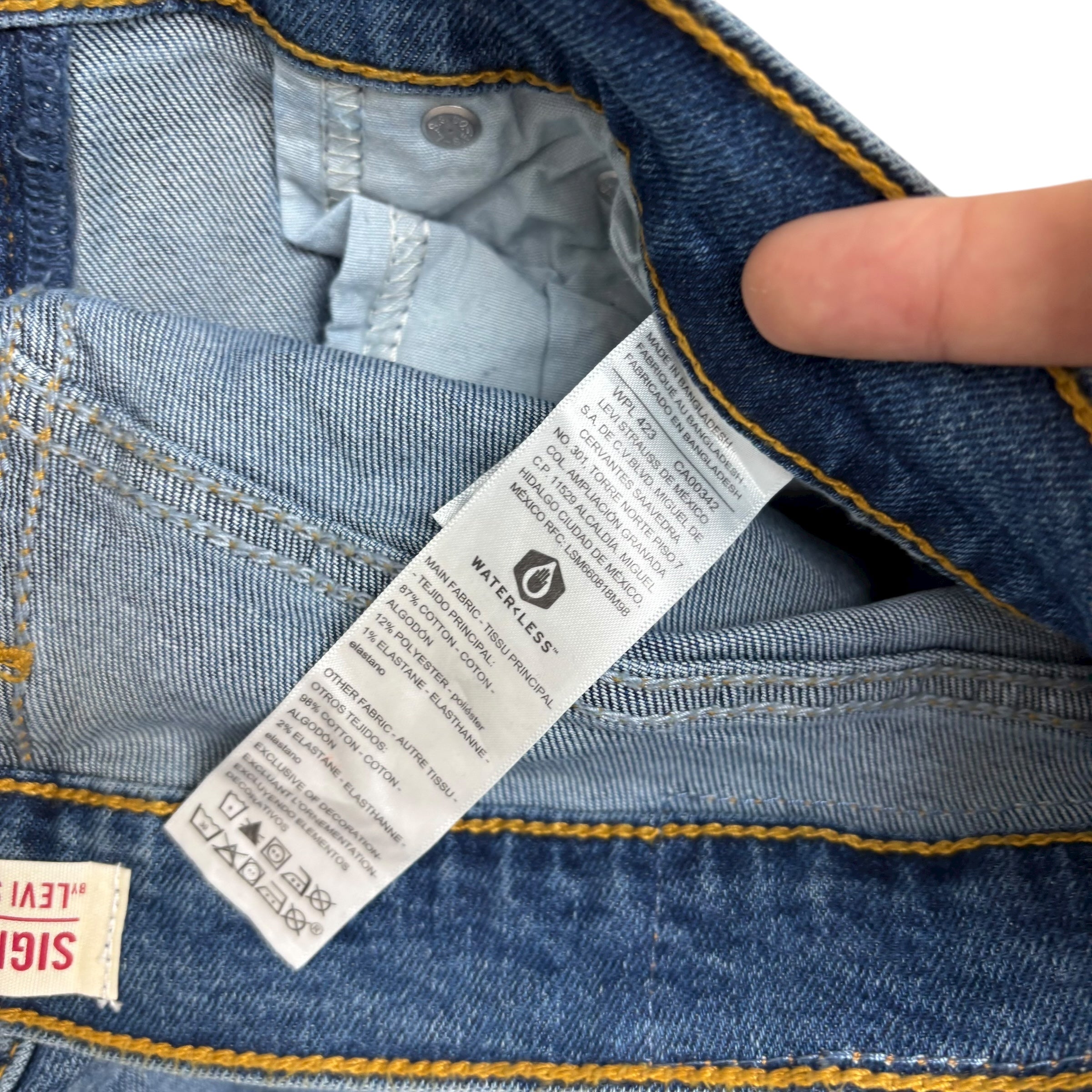 Levis Signature Jeans W32 L30 Mens Mid Blue Distressed Slim Fit Stretch (E)