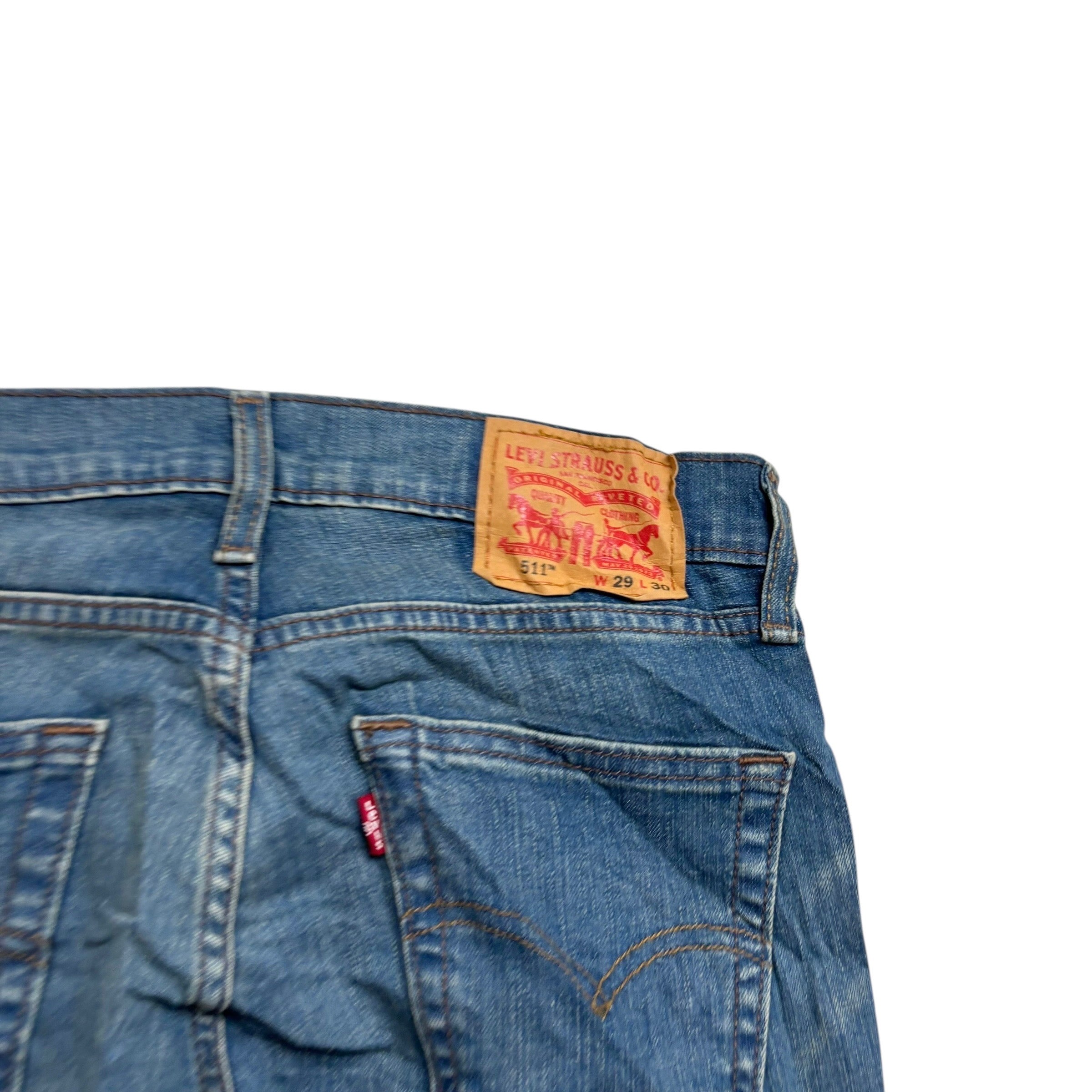 Levis 511 Jeans W29 L30 Mens Dark Blue Slim Fit Stretch Denim (E)
