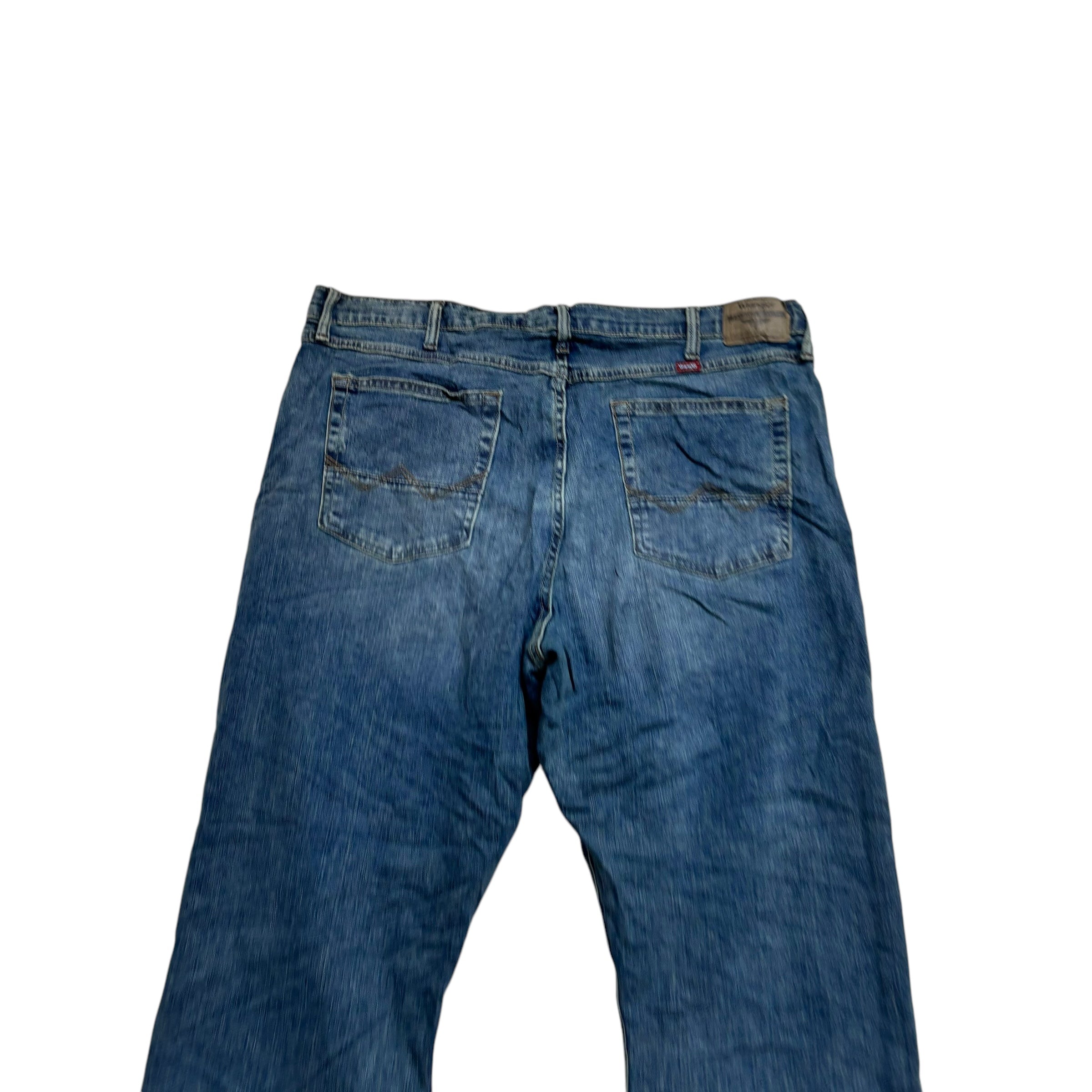 Wrangler Jeans W40 L30 Mens Mid Blue Relaxed Bootcut Fit Stretch Denim (E)