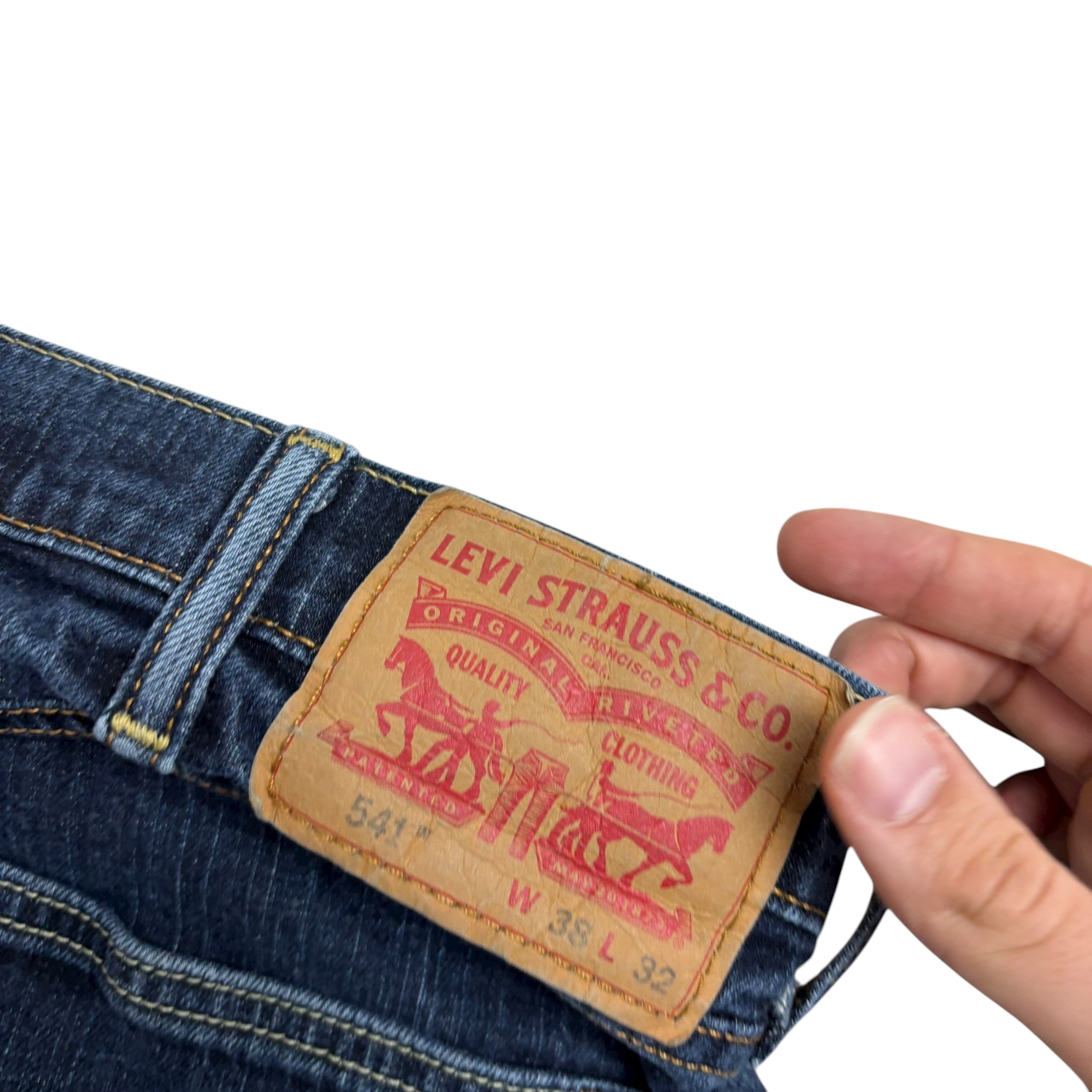 Levis 541 Jeans W36 L30 Mens Dark Blue Athletic Tapered Fit Stretch Denim