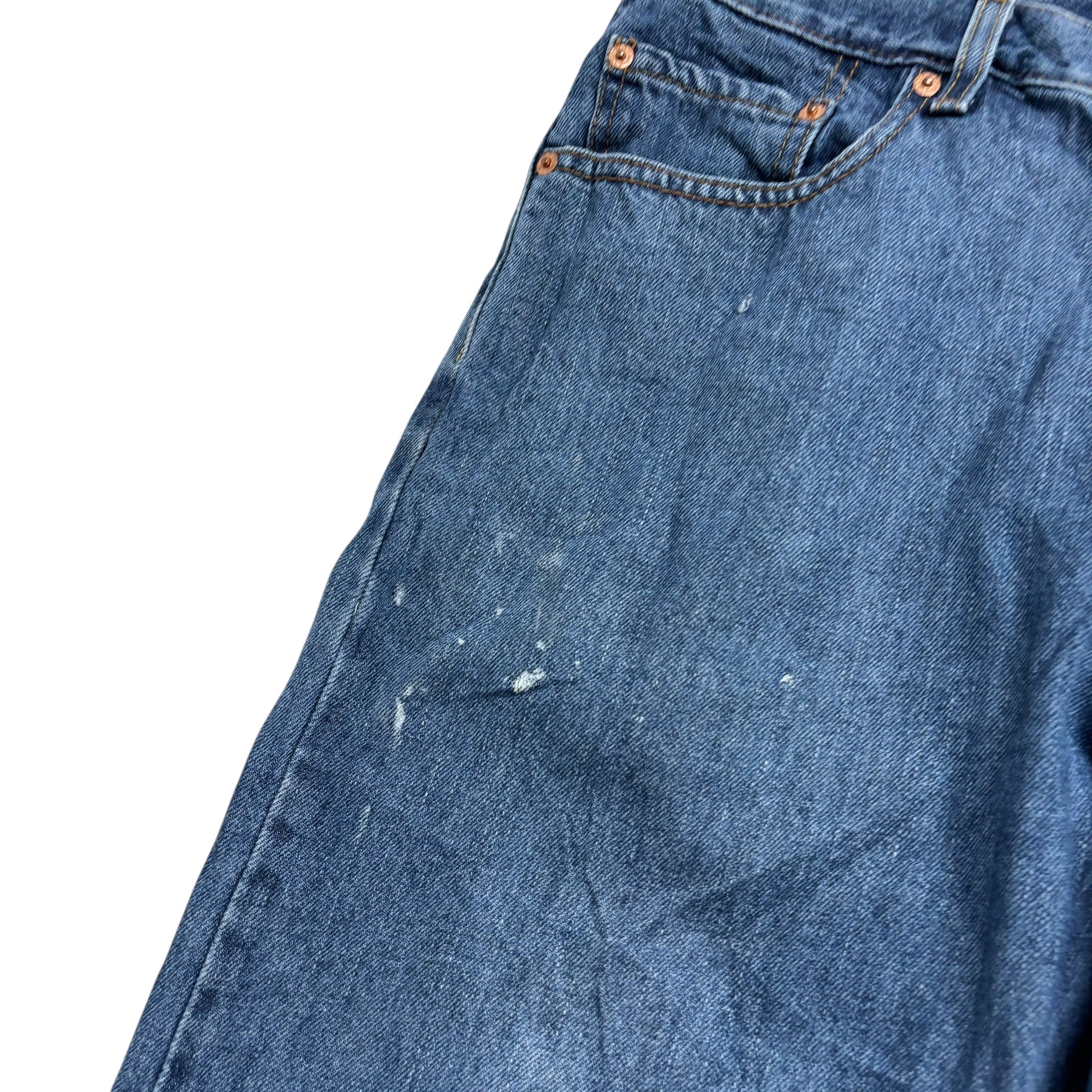 Levis 505 Jeans W36 L34 Mens Mid Blue Regular Straight Fit Vintage Denim (F)