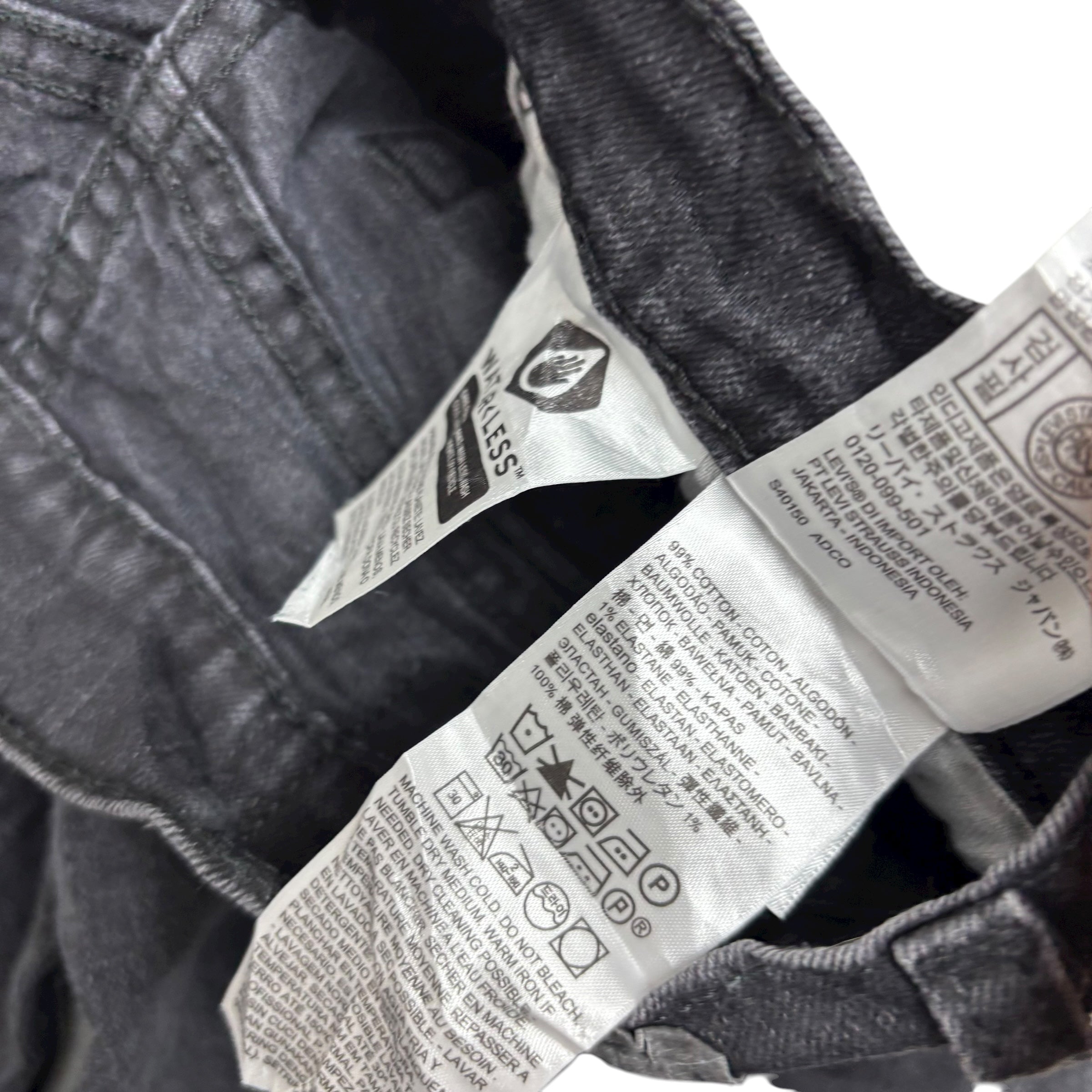 Levis 514 Jeans W30 L31 Mens Black Slim Straight Fit Stretch Denim