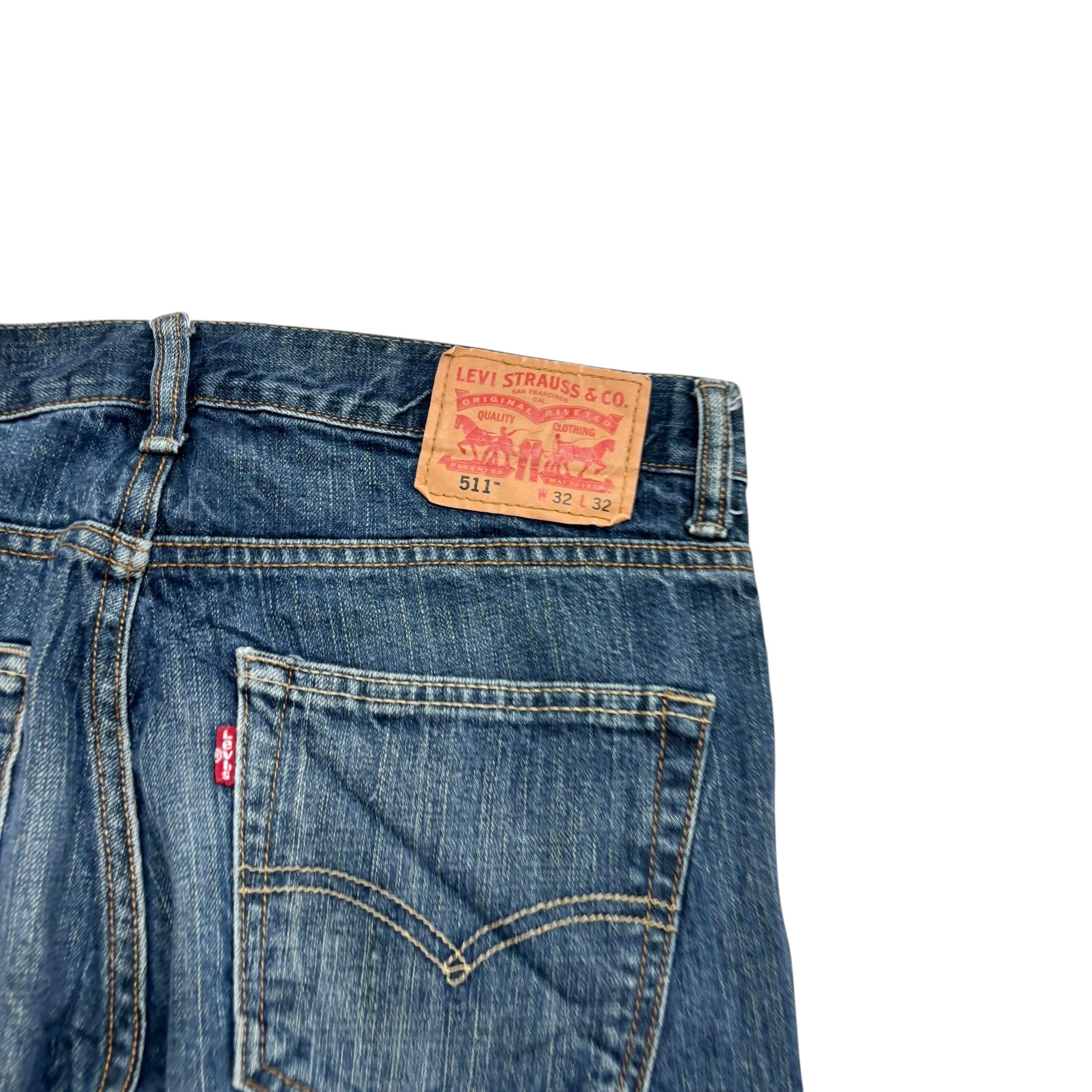 Levis 511 Jeans W32 L32 Mens Dark Blue Slim Fit Vintage Denim