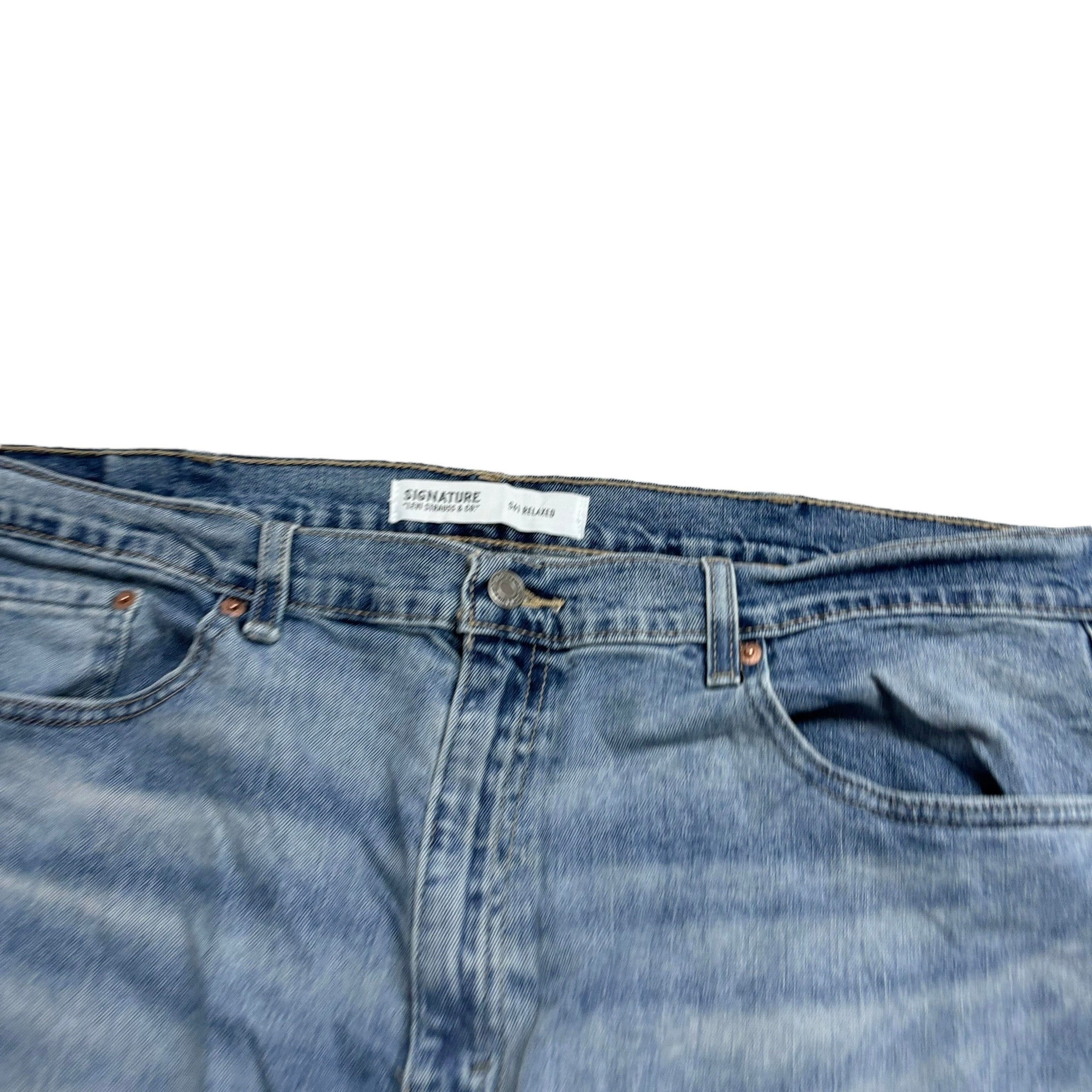 Levis Signature Jeans W40 L32 Mens Light Blue Relaxed Straight Stretch Denim (E)