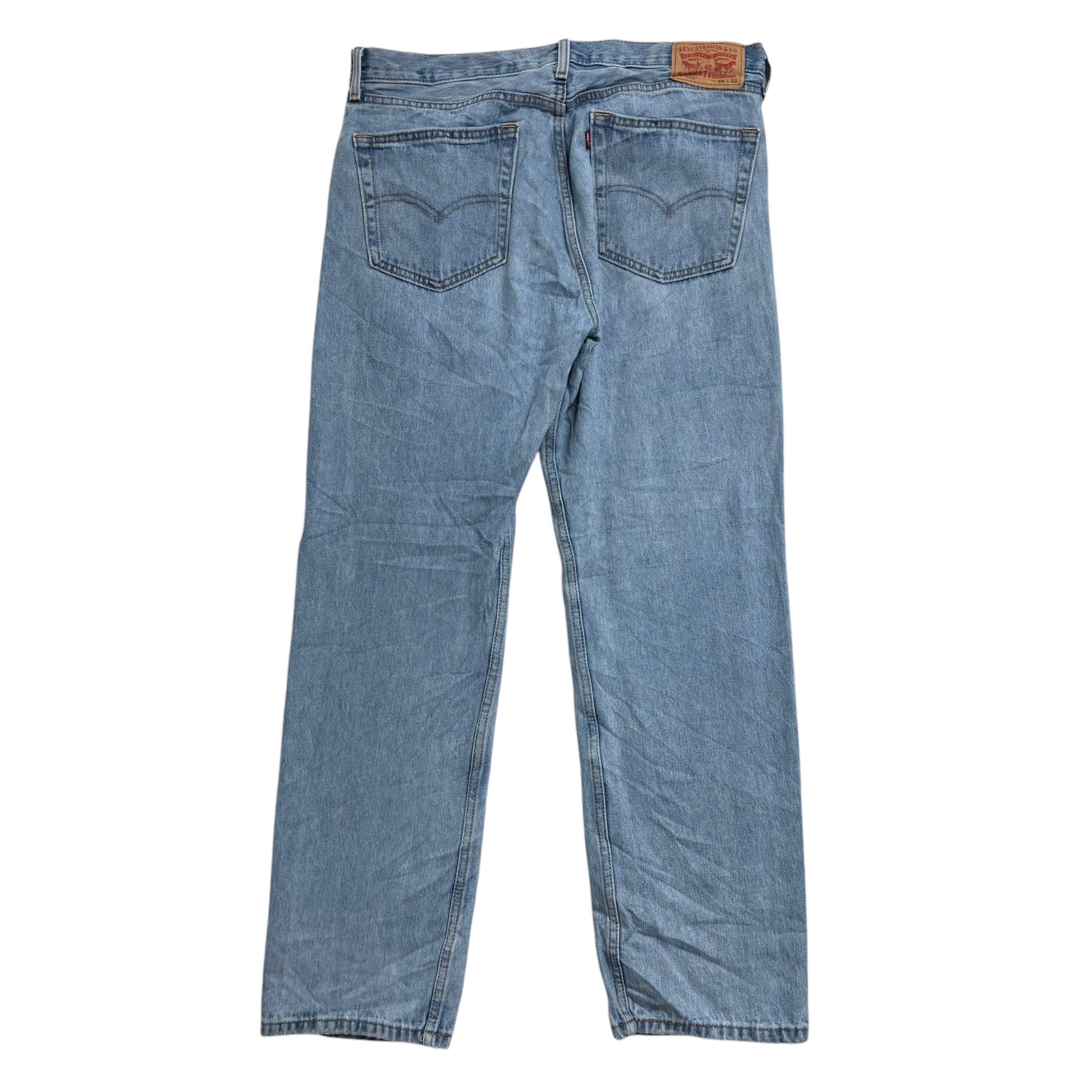 Levis 505 Jeans W36 L32 Mens Light Blue Regular Straight Fit Denim (E)