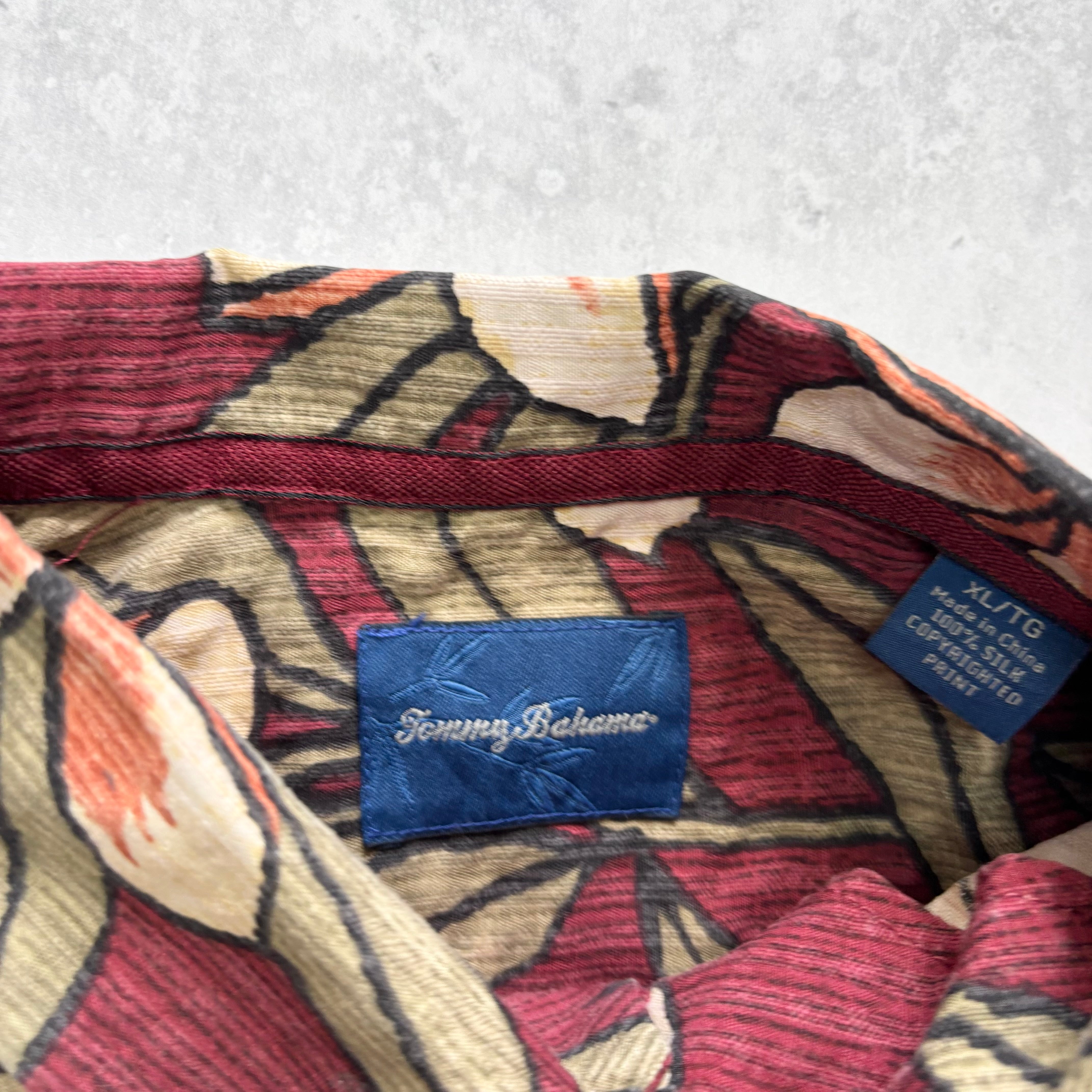 Vintage Hawaiian Shirt Mens XL Red Floral Tommy Bahama Short Sleeve Silk (E)