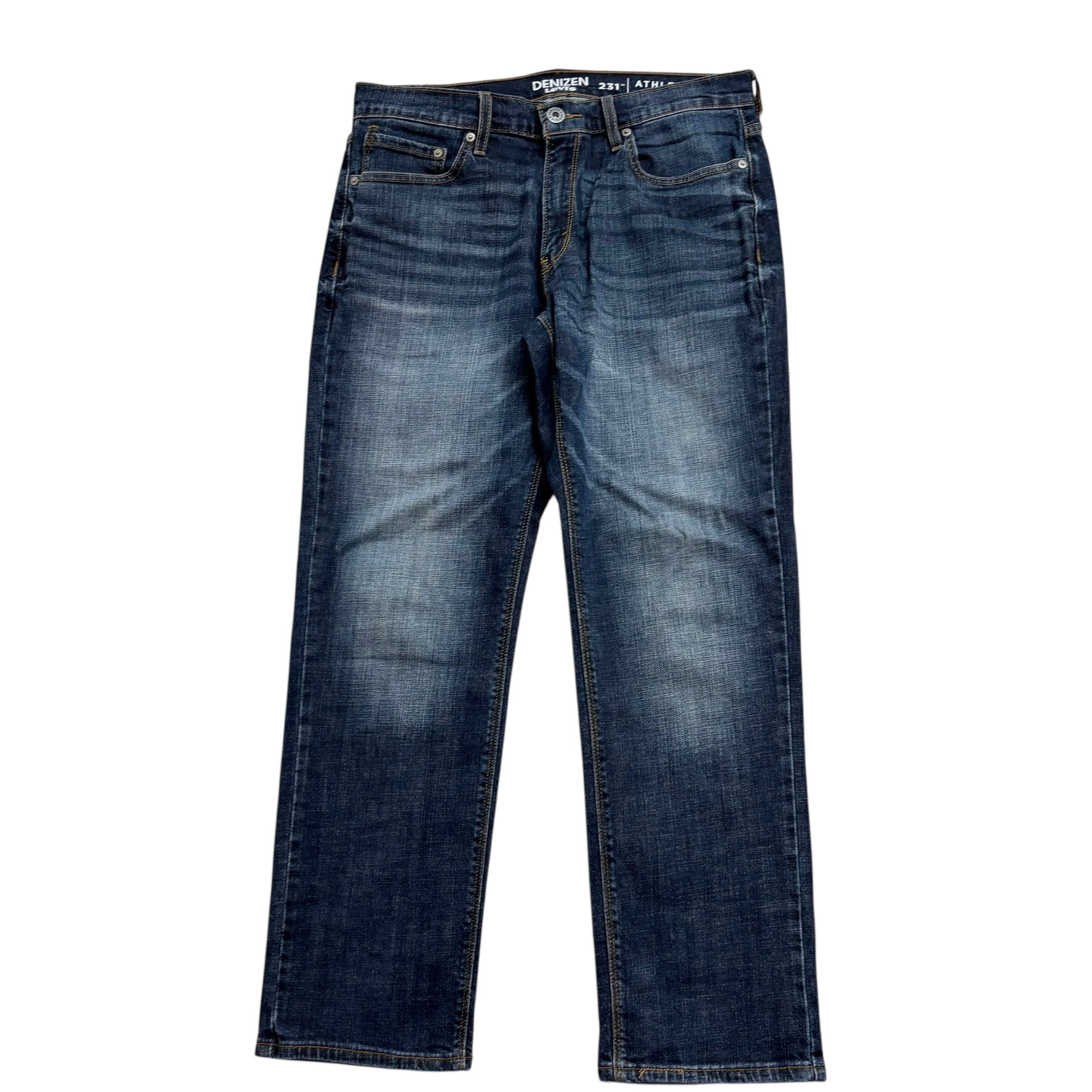 Levis Denizen Jeans W33 L30 Mens Dark Blue Athletic Fit Stretch Denim (E)