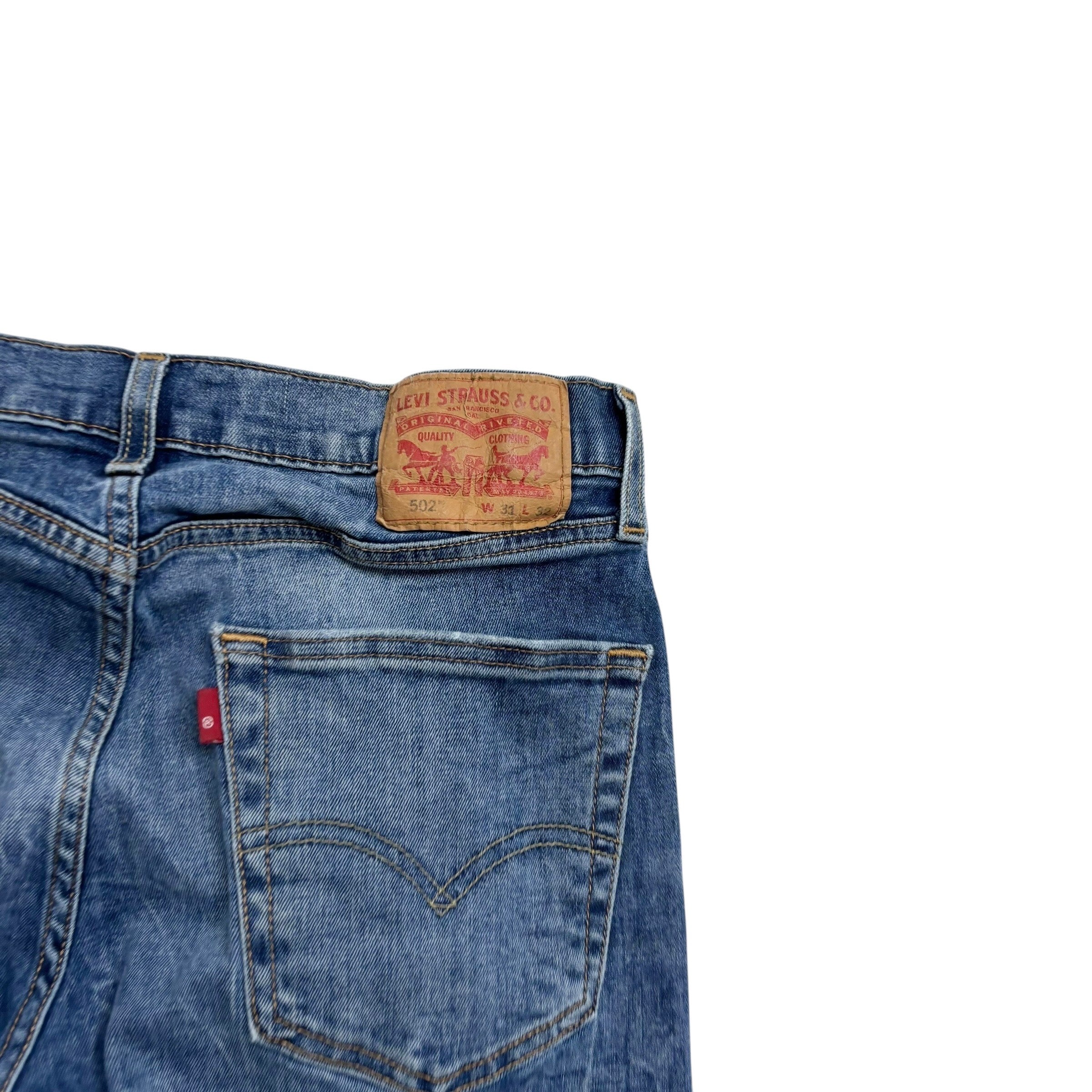 Levis 502 Jeans W31 L31 Mens Mid Blue Regular Tapered Fit Stretch Denim (F)