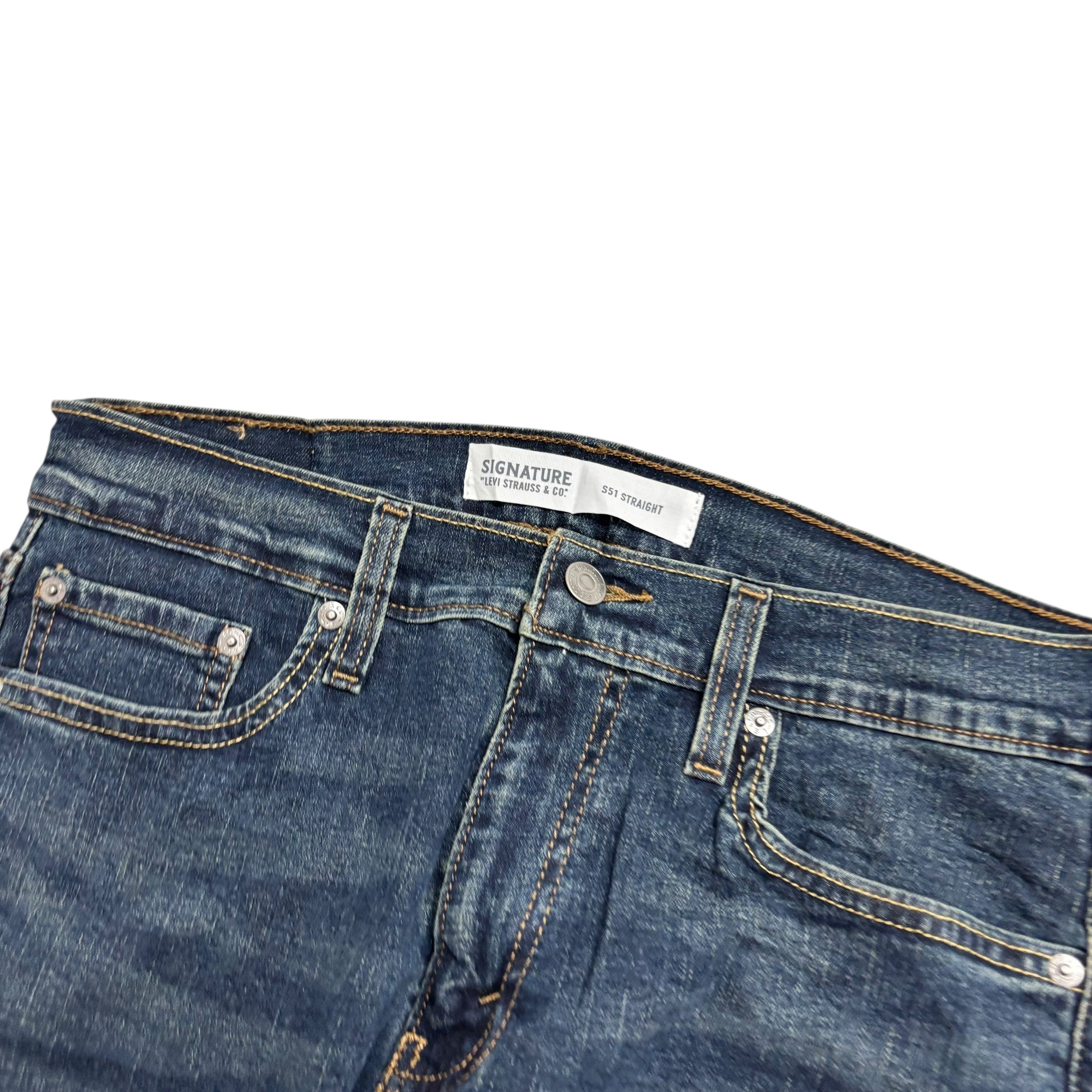 Levis Signature Jeans W30 L32 Mens Dark Blue Regular Straight Stretch Denim (E)