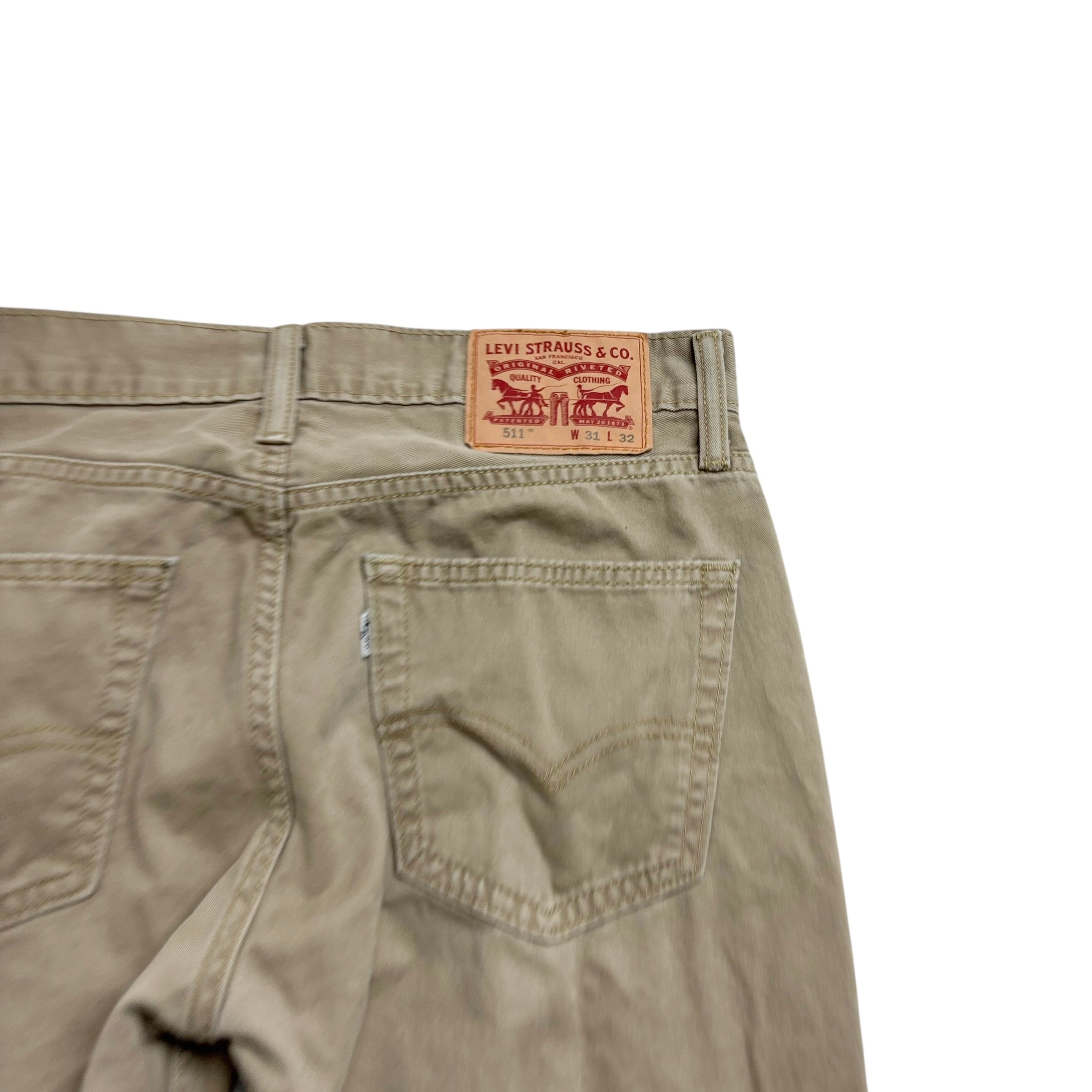 Levis 511 Trousers W31 L31 Mens Beige Slim Fit Cotton Pants (E)