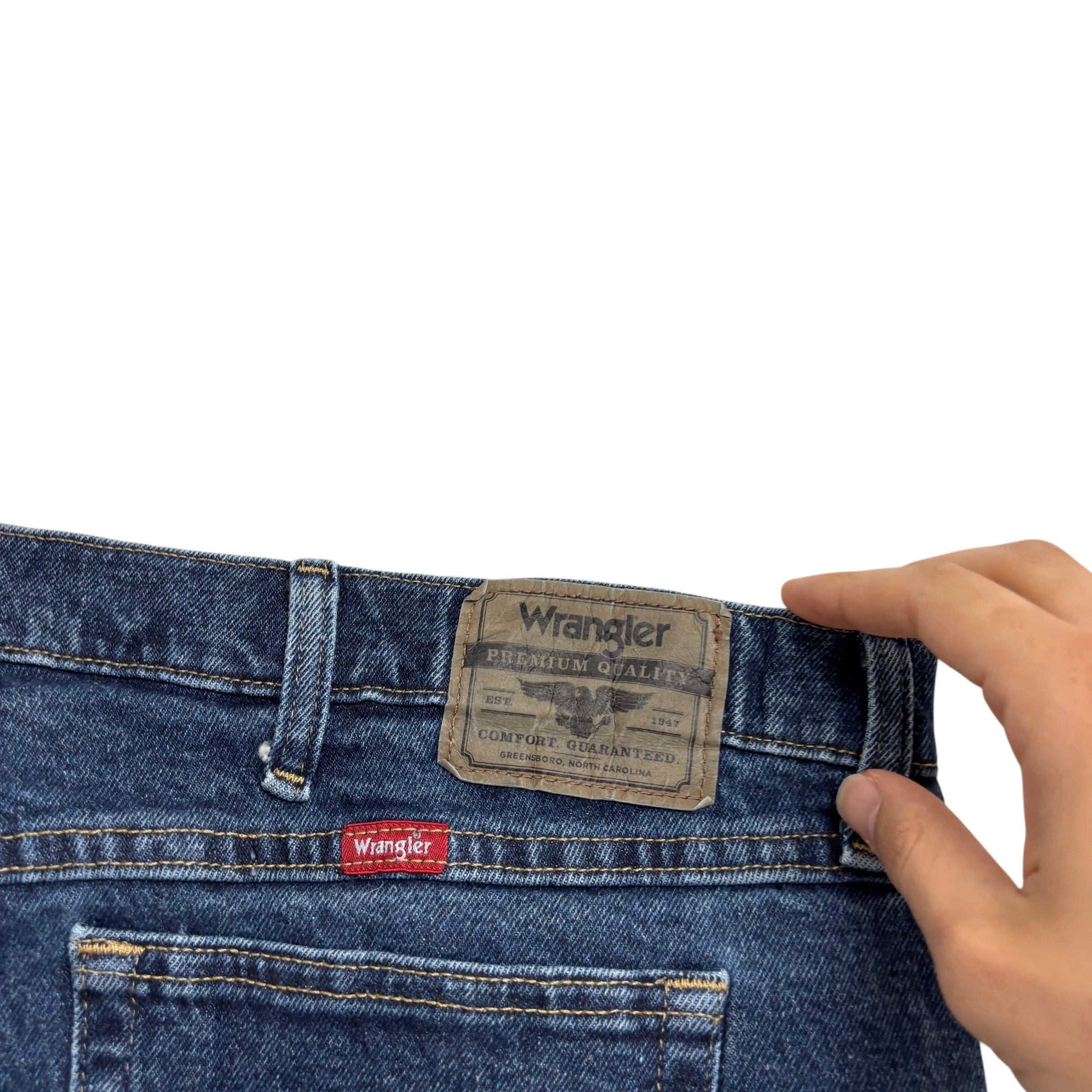 Wrangler Jeans W44 L30 Mens Mid Blue Regular Straight Fit Stretch Denim (E)