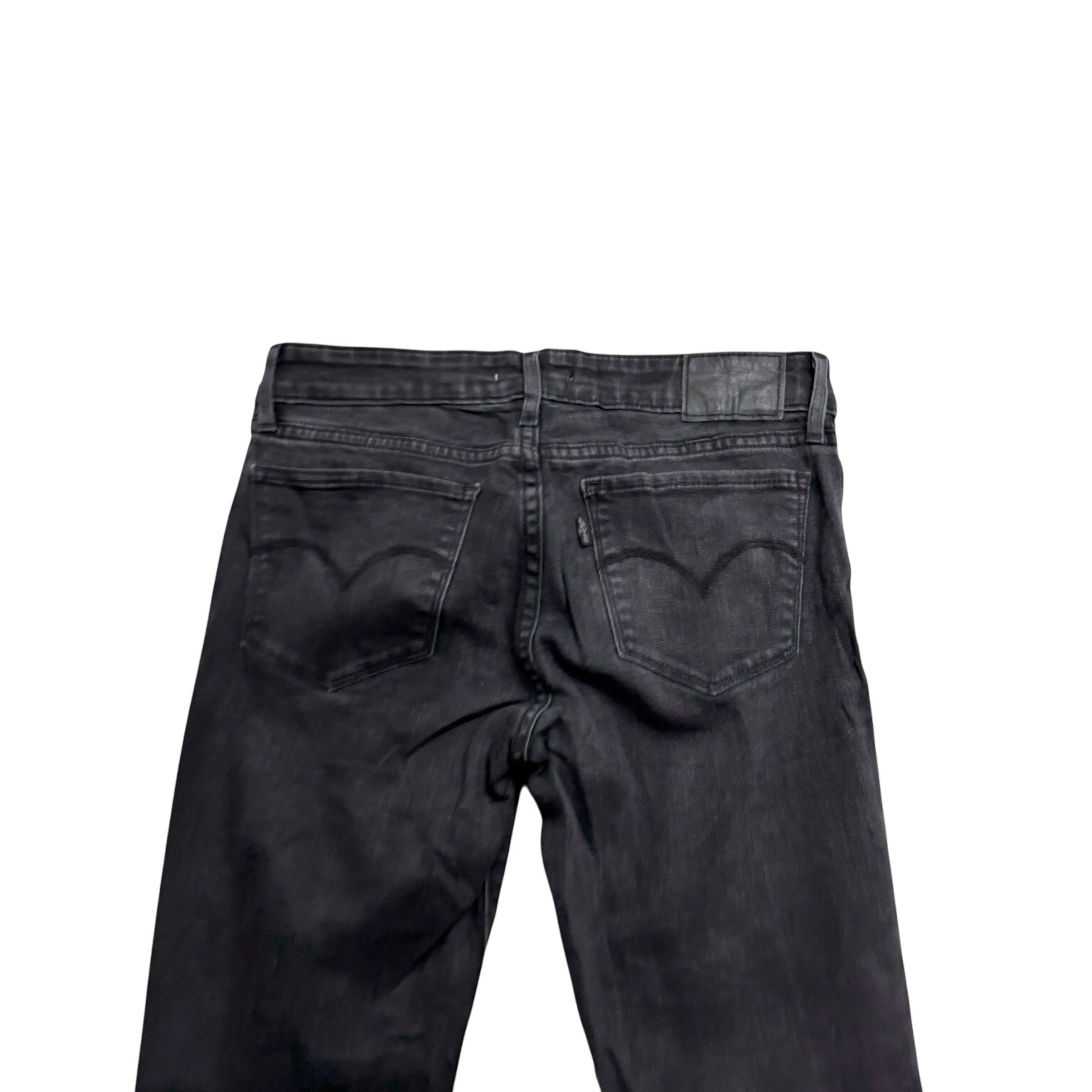 Levis 711 Jeans W27 L26 Womens Skinny Black Stretch Denim (E)