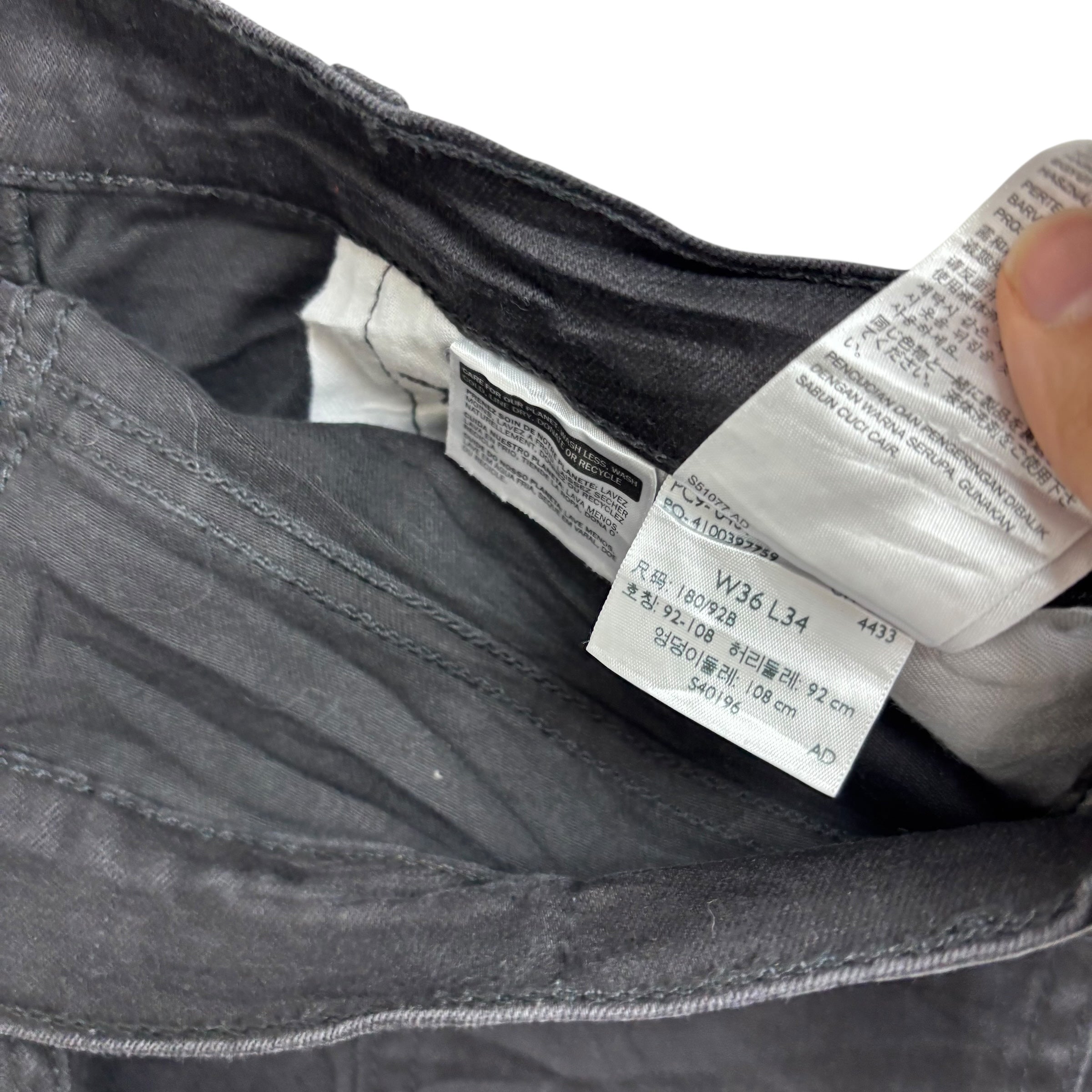 Levis 511 Jeans W36 L34 Mens Black Slim Fit Stretch Denim (E)