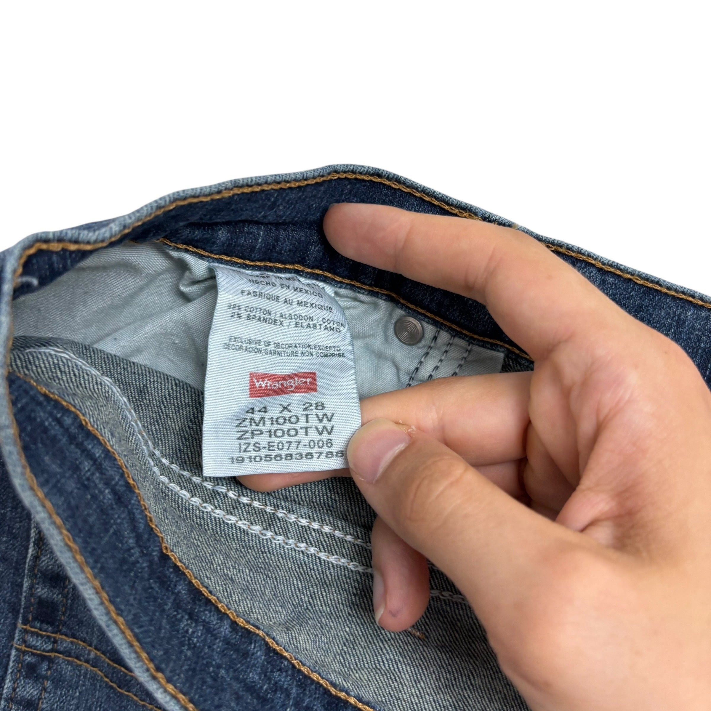 Wrangler Jeans W44 L27 Mens Dark Blue Regular Straight Fit Stretch Denim (E)