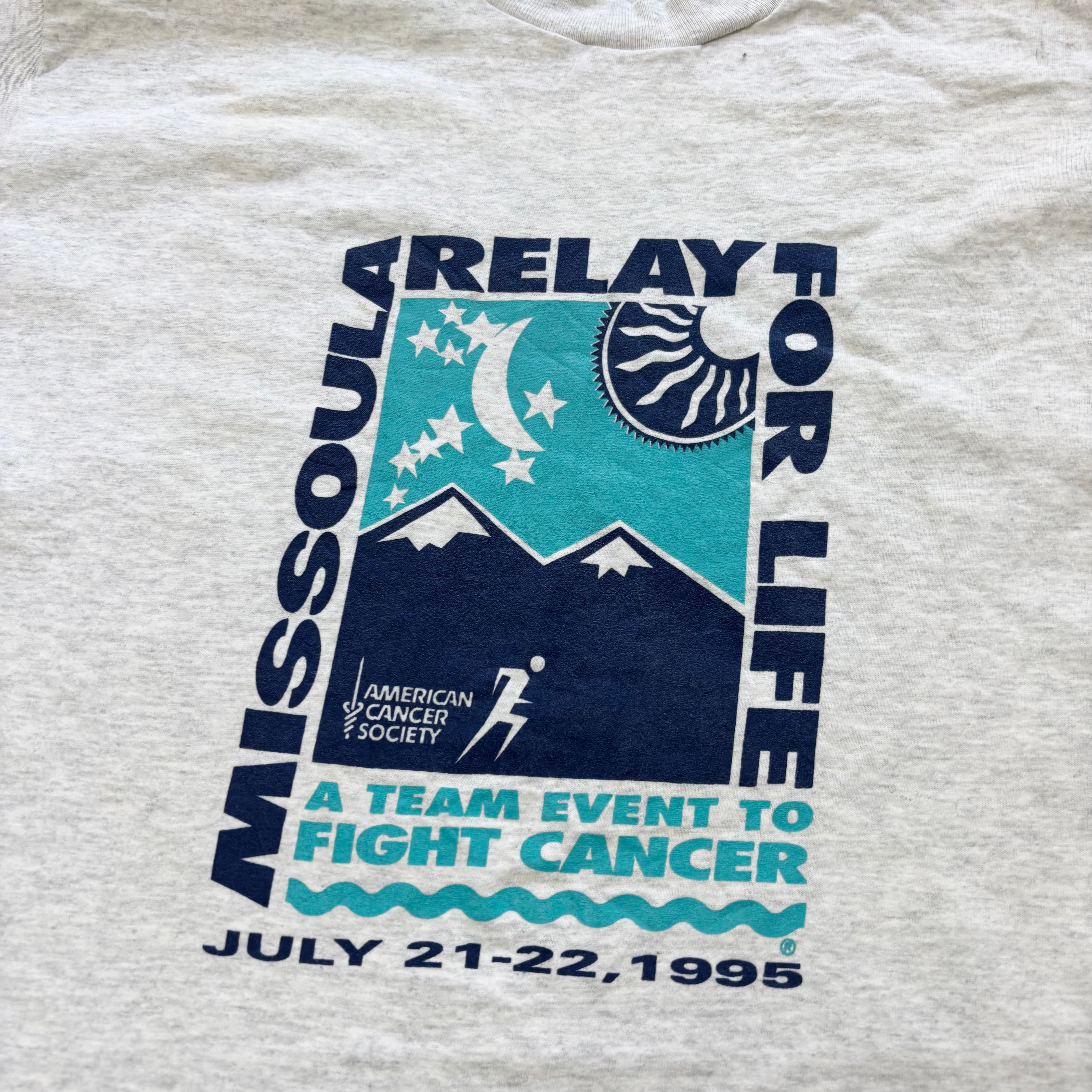 Vintage T Shirt Mens XL Grey Single Stitch Graphic Print 90s Run Relay