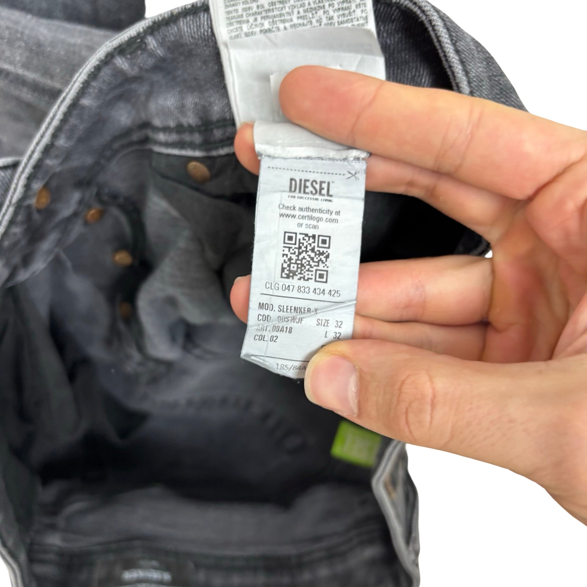 Diesel Sleenker Jeans W32 L32 Mens Grey Skinny Fit Stretch Denim (F)