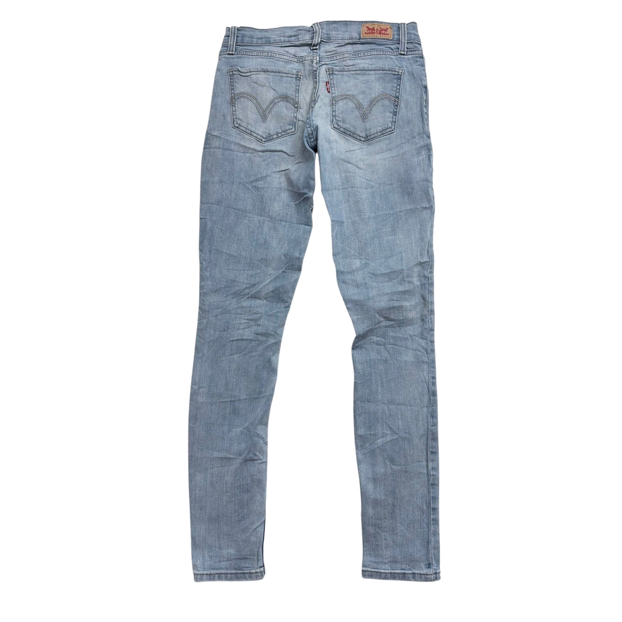 Levis 524 Jeans W27 L32 Womens Skinny Fit Light Blue Stretch Denim (E)