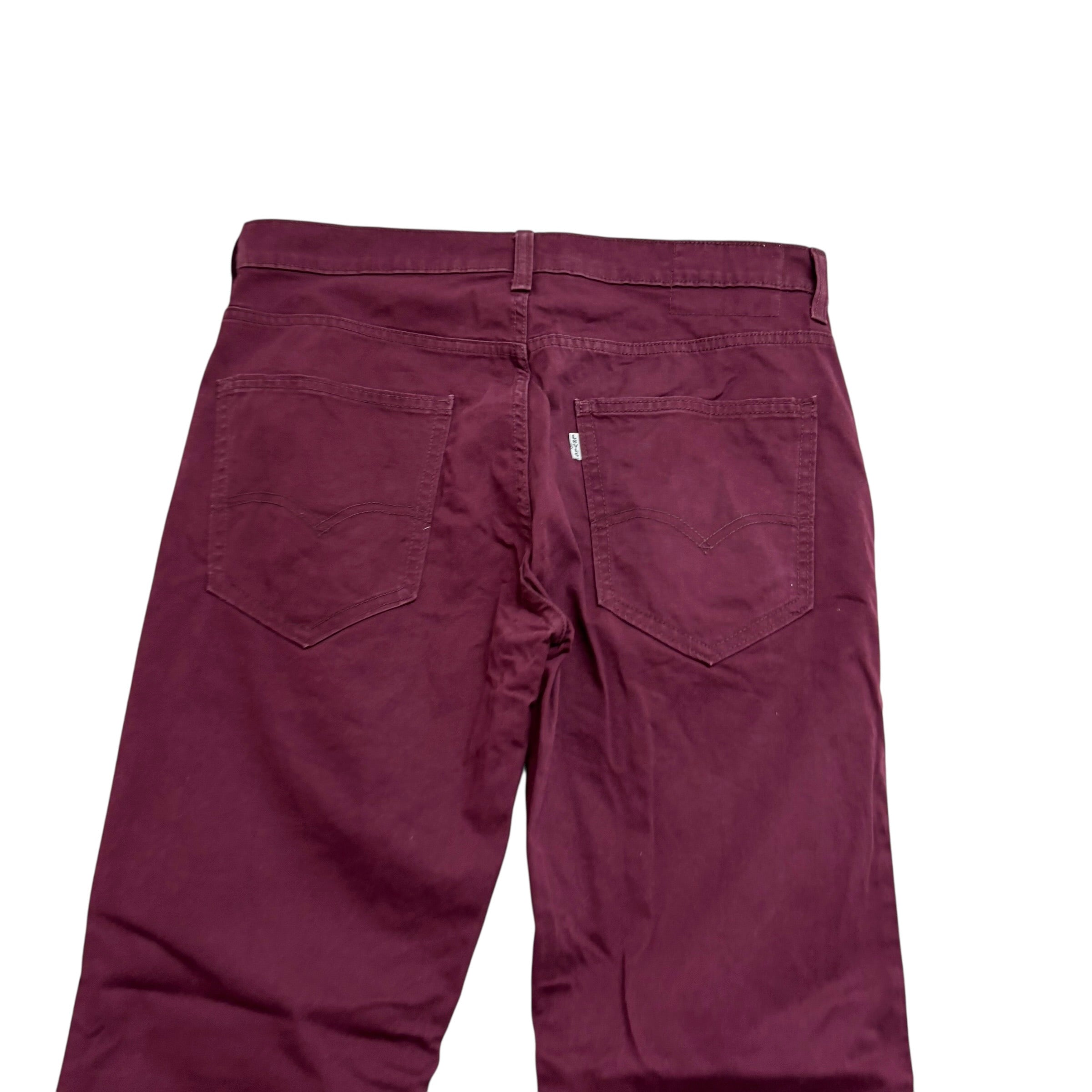 Levis Trousers W32 L34 Mens Burgundy Regular Taper Fit Chino Stretch (E)