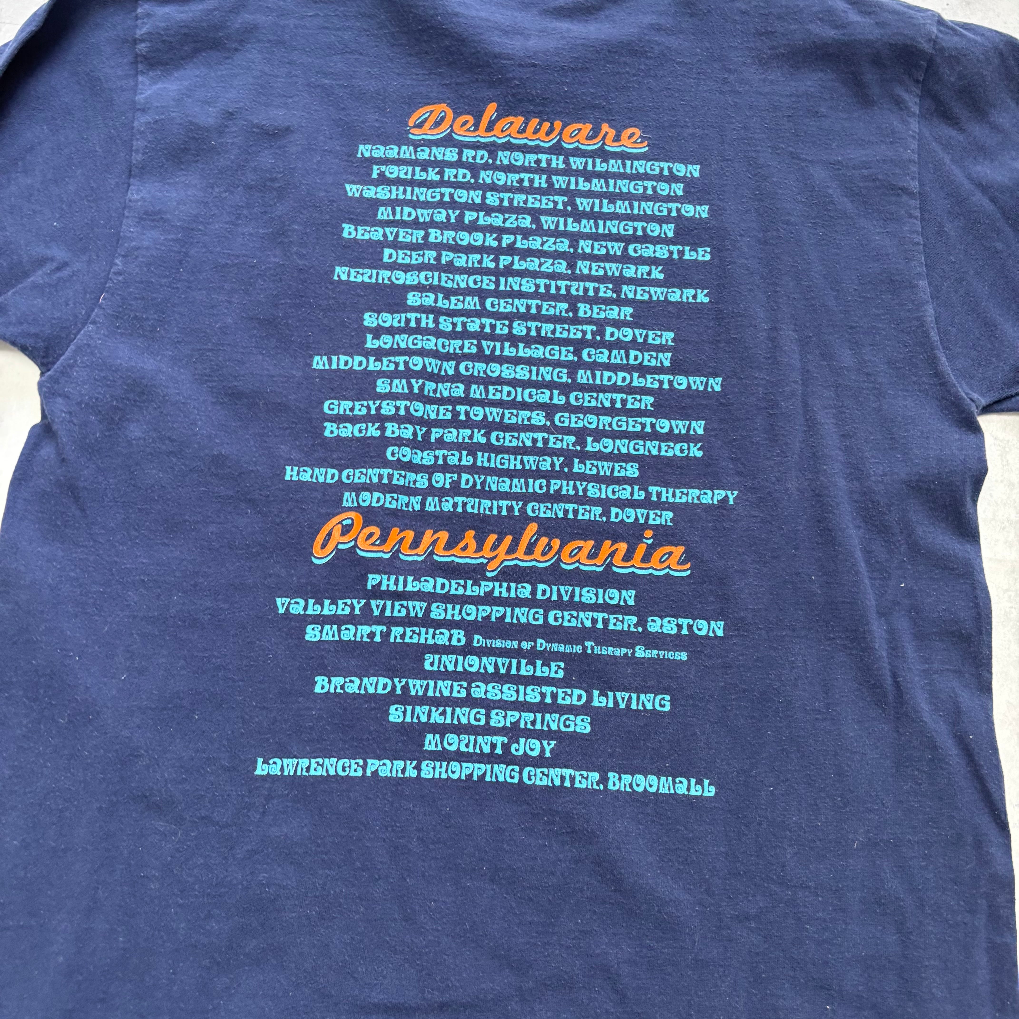 Vintage T Shirt Mens Large Navy Blue Graphic Print 90s USA