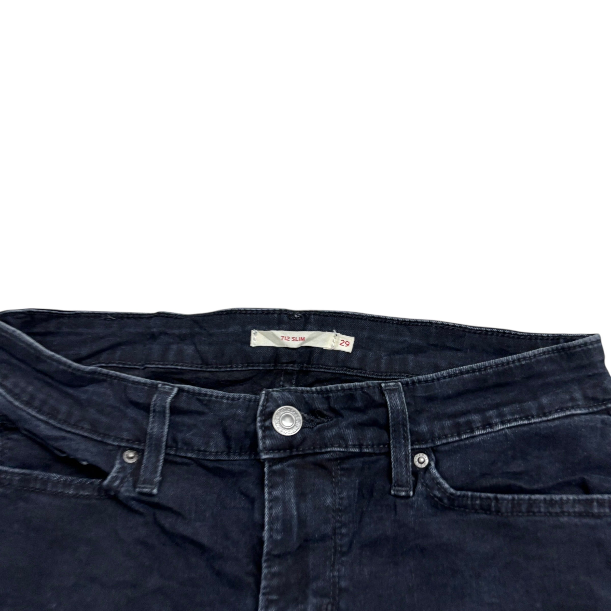 Levis 712 Jeans W29 L32 Womens Slim Fit Navy Blue Stretch Denim