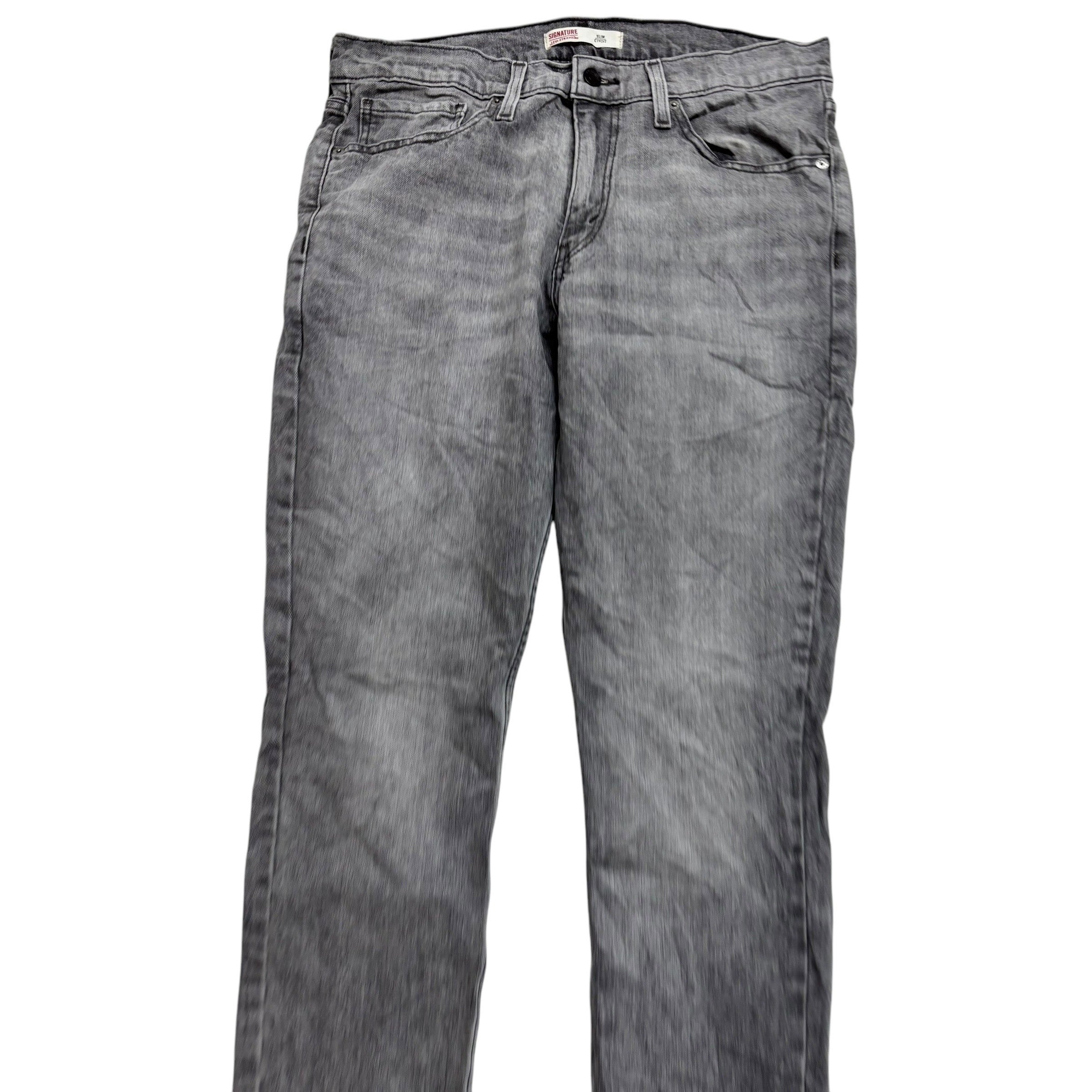 Levis Signature Jeans W32 L32 Mens Grey Slim Fit Stretch Denim (E)