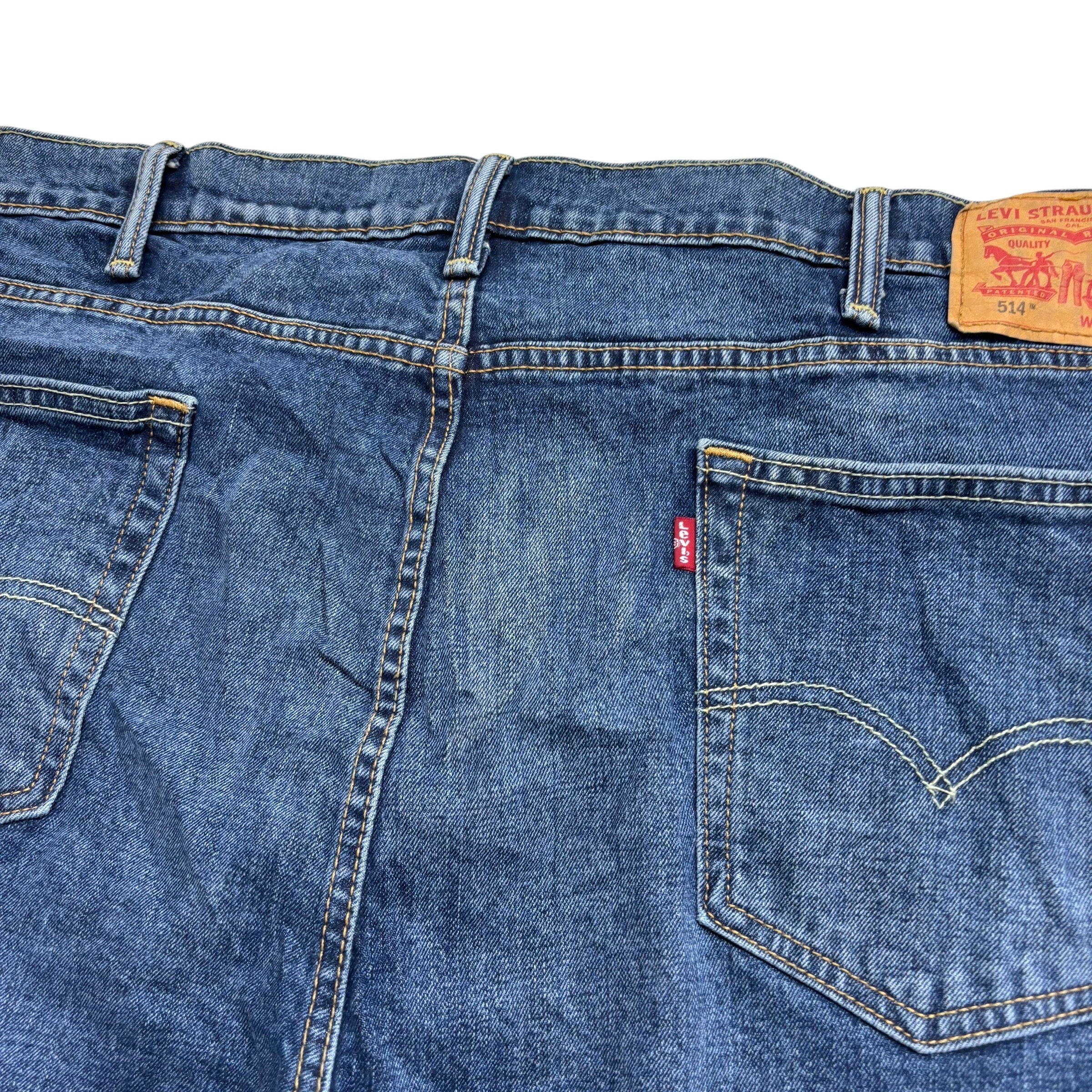 Levis 514 Jeans W46 L32 Mens Mid Blue Regular Straight Fit Stretch Denim