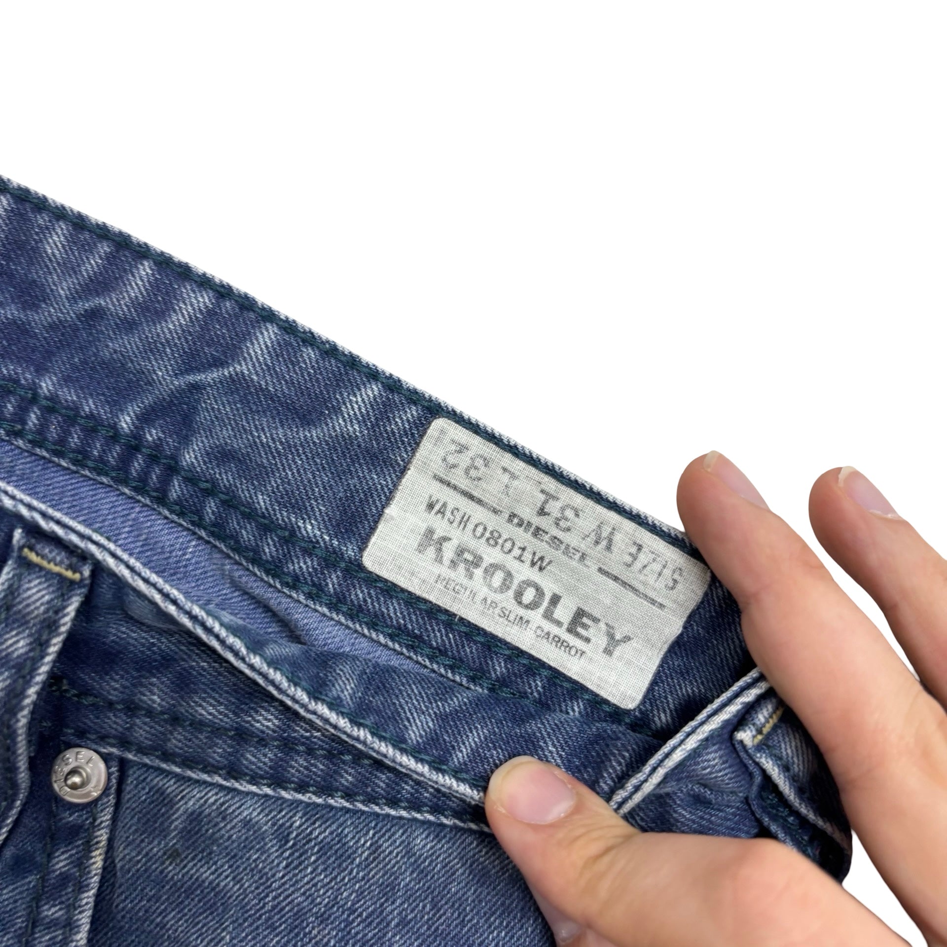 Diesel Krooley Jeans W31 L32 Mens Navy Blue Slim Carrot Fit Denim