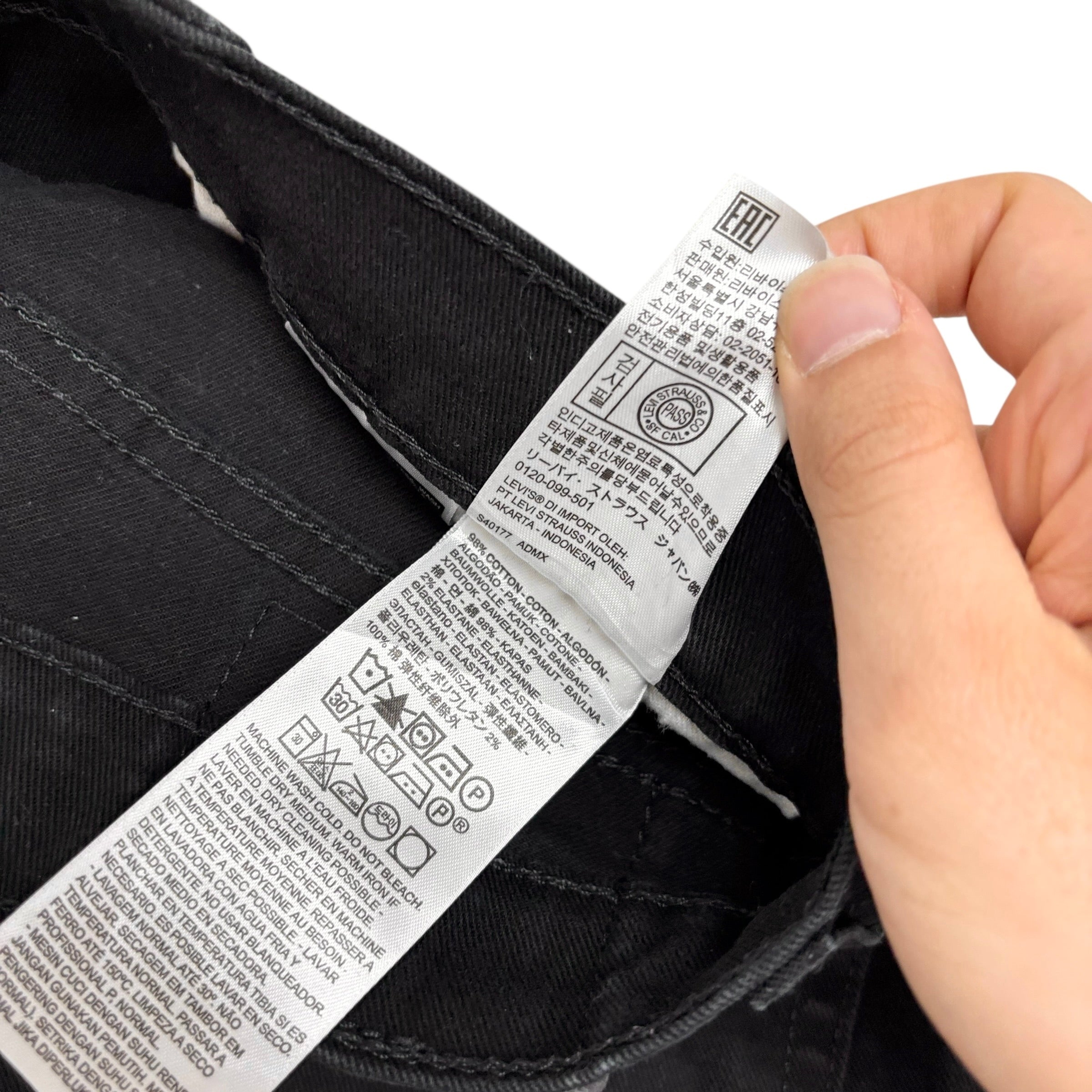 Levis 513 Jeans W36 L32 Mens Black Slim Straight Fit Stretch Denim (E)