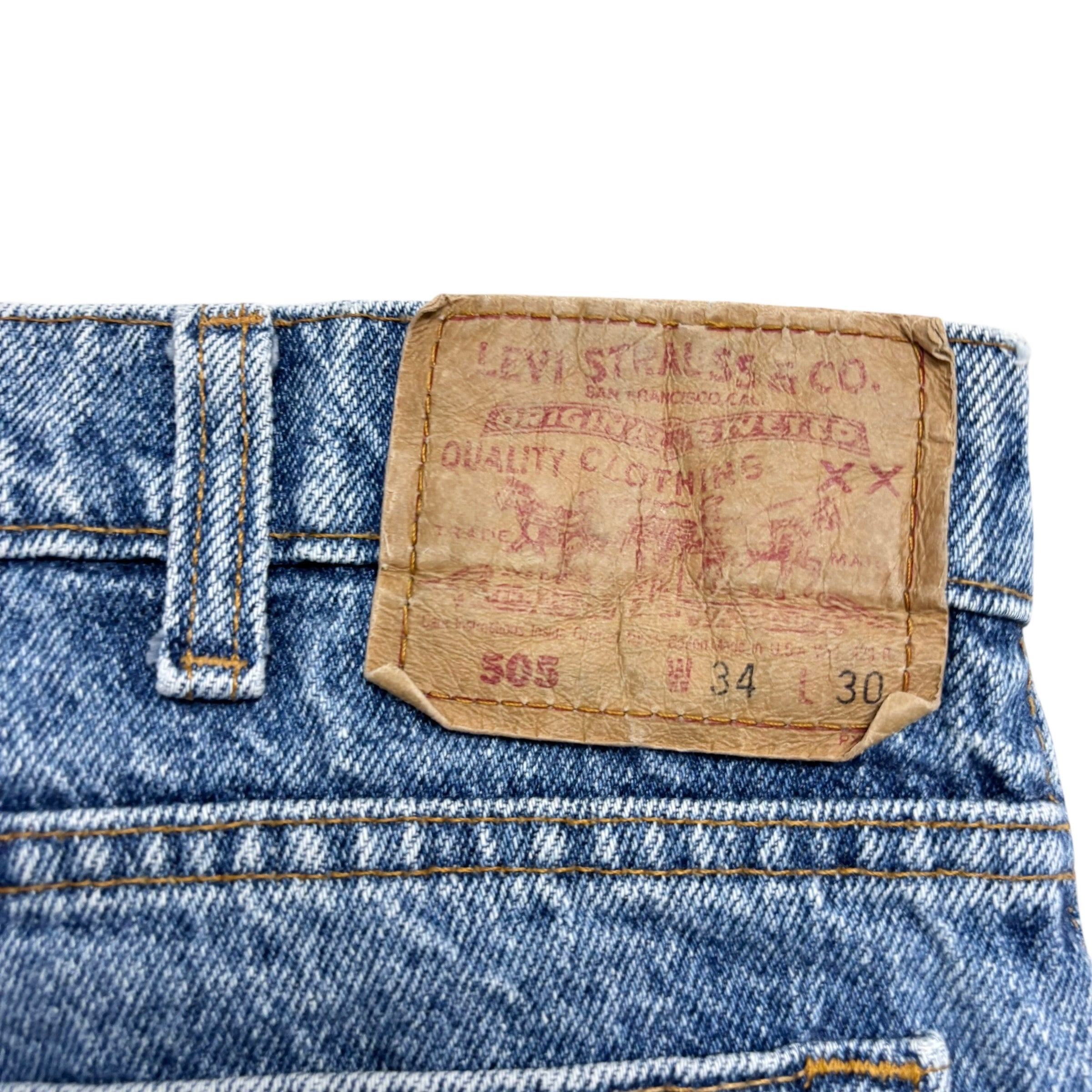 Levis 505 Jeans W32 L30 Mens Mid Blue Regular Straight Fit Vintage Made In USA